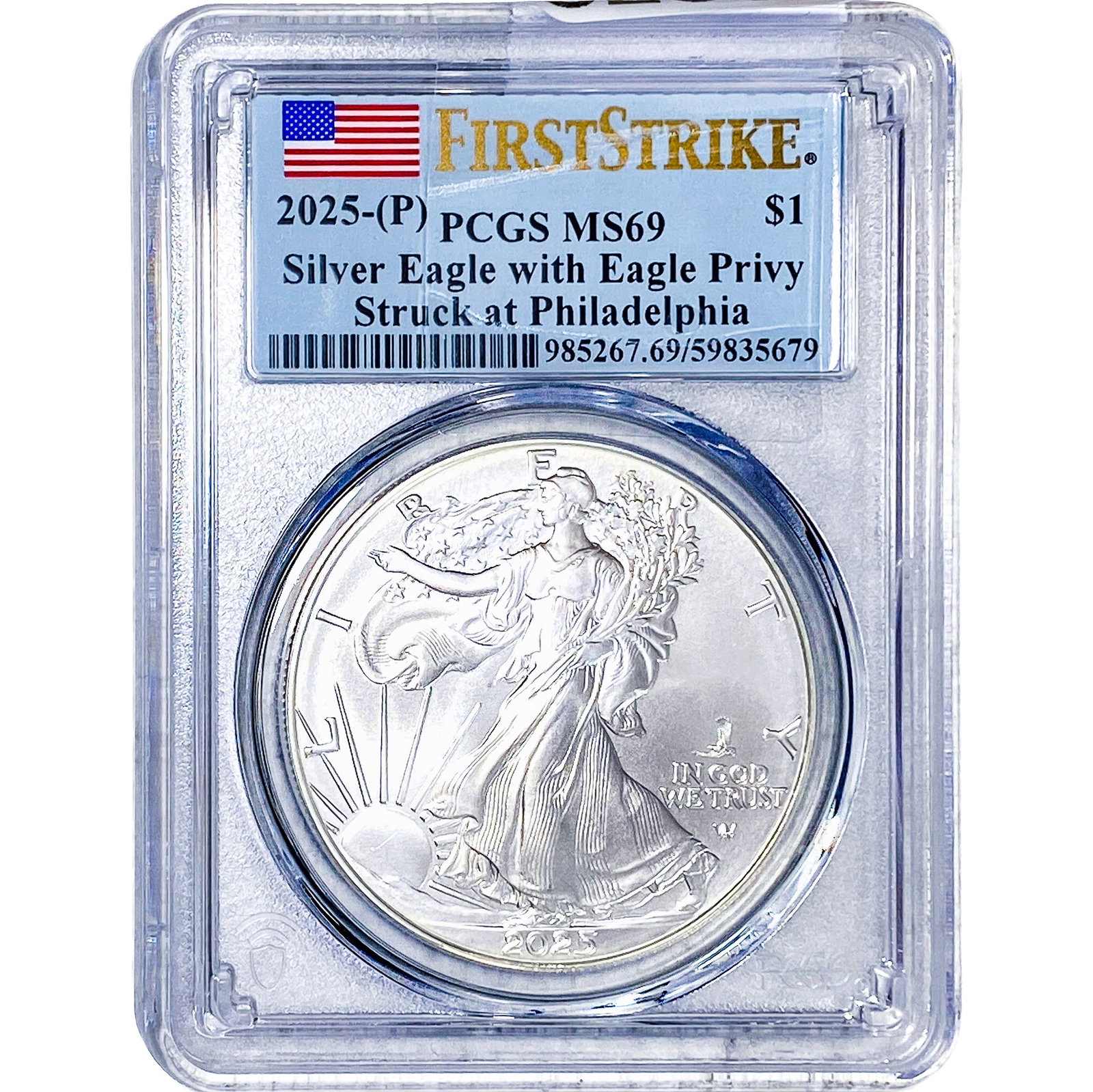 2025 Silver Eagle PCGS MS69: 2025 Silver Eagle PCGS MS69