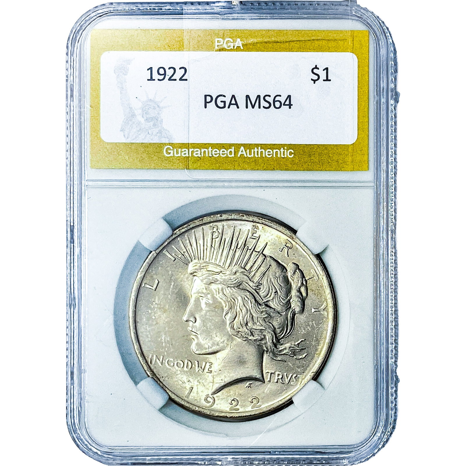 1922 Silver Peace Dollar PGA MS64: 1922 Silver Peace Dollar PGA MS64