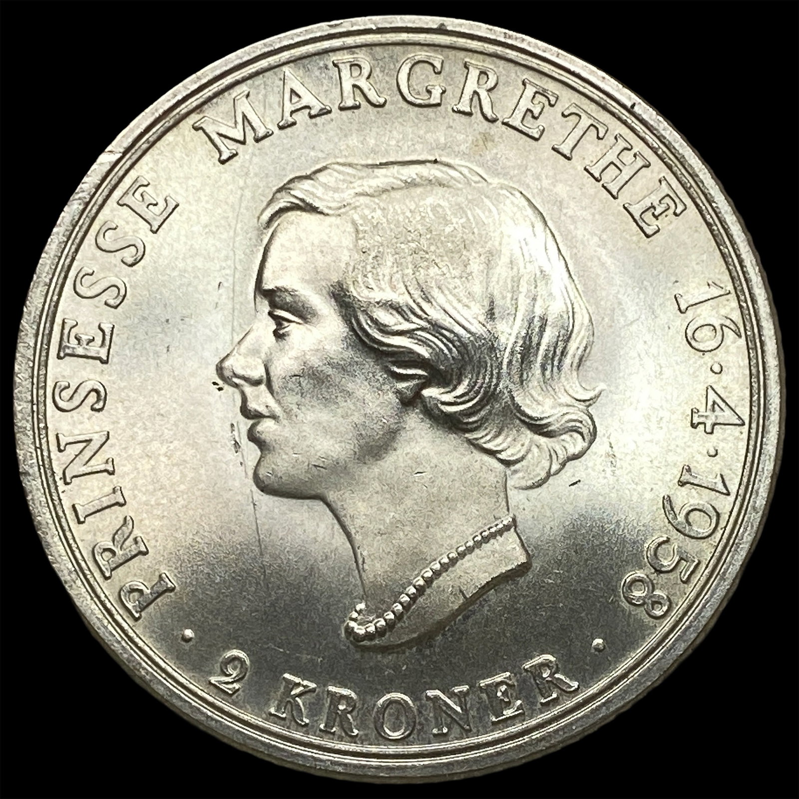1958 Denmark Silver 5 Kroner-Anne Marie Wedding: 1958 Denmark Silver 5 Kroner-Anne Marie Wedding