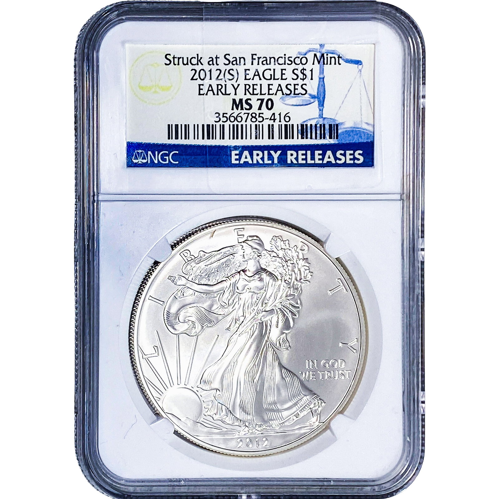 2012-S Silver Eagle NGC MS70: 2012-S Silver Eagle NGC MS70