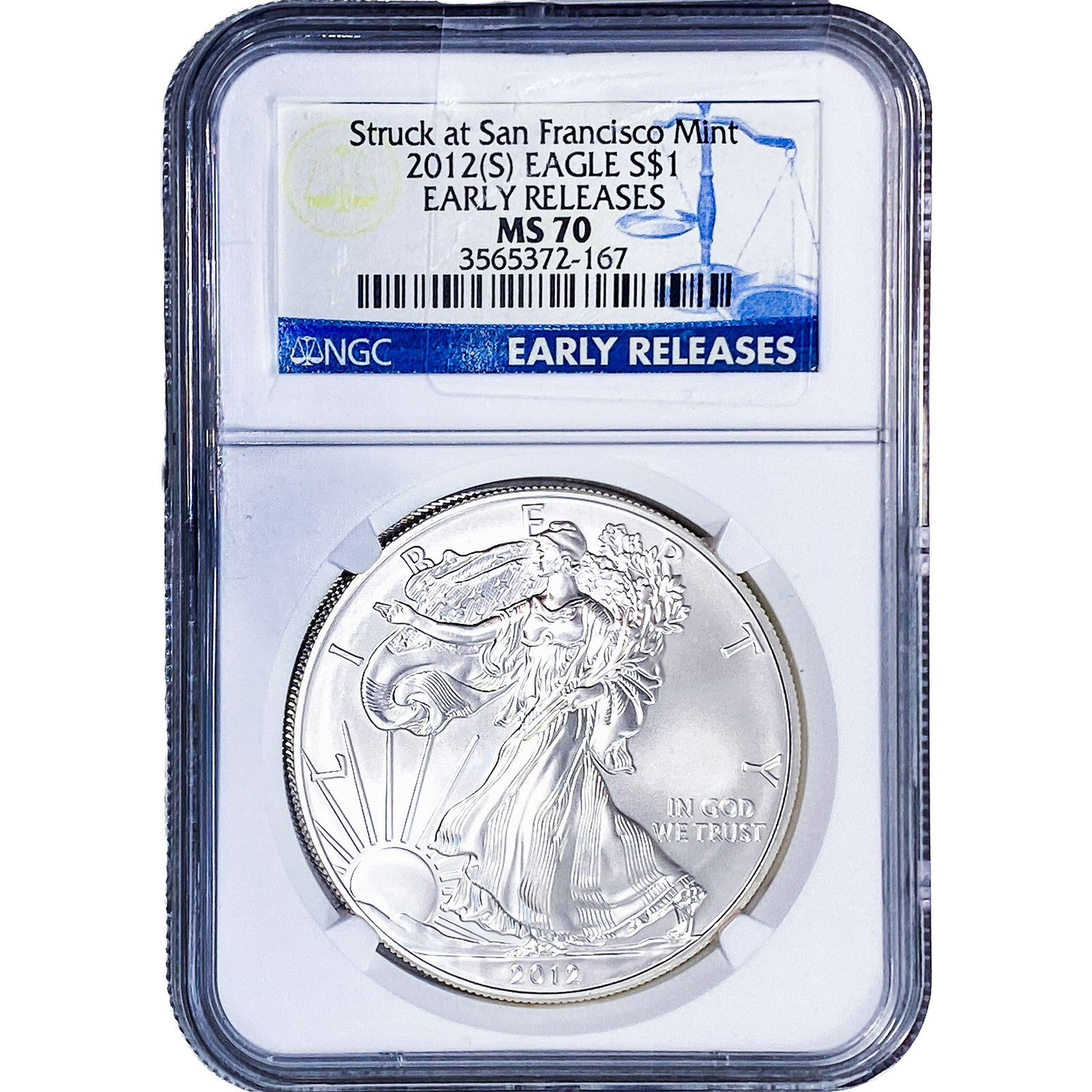2012-S Silver Eagle NGC MS70: 2012-S Silver Eagle NGC MS70