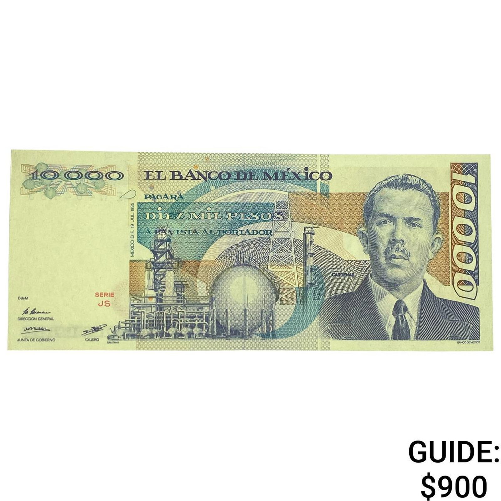 1985 Bank of Mexico 10,000 Pesos: 1985 Bank of Mexico 10,000 Pesos