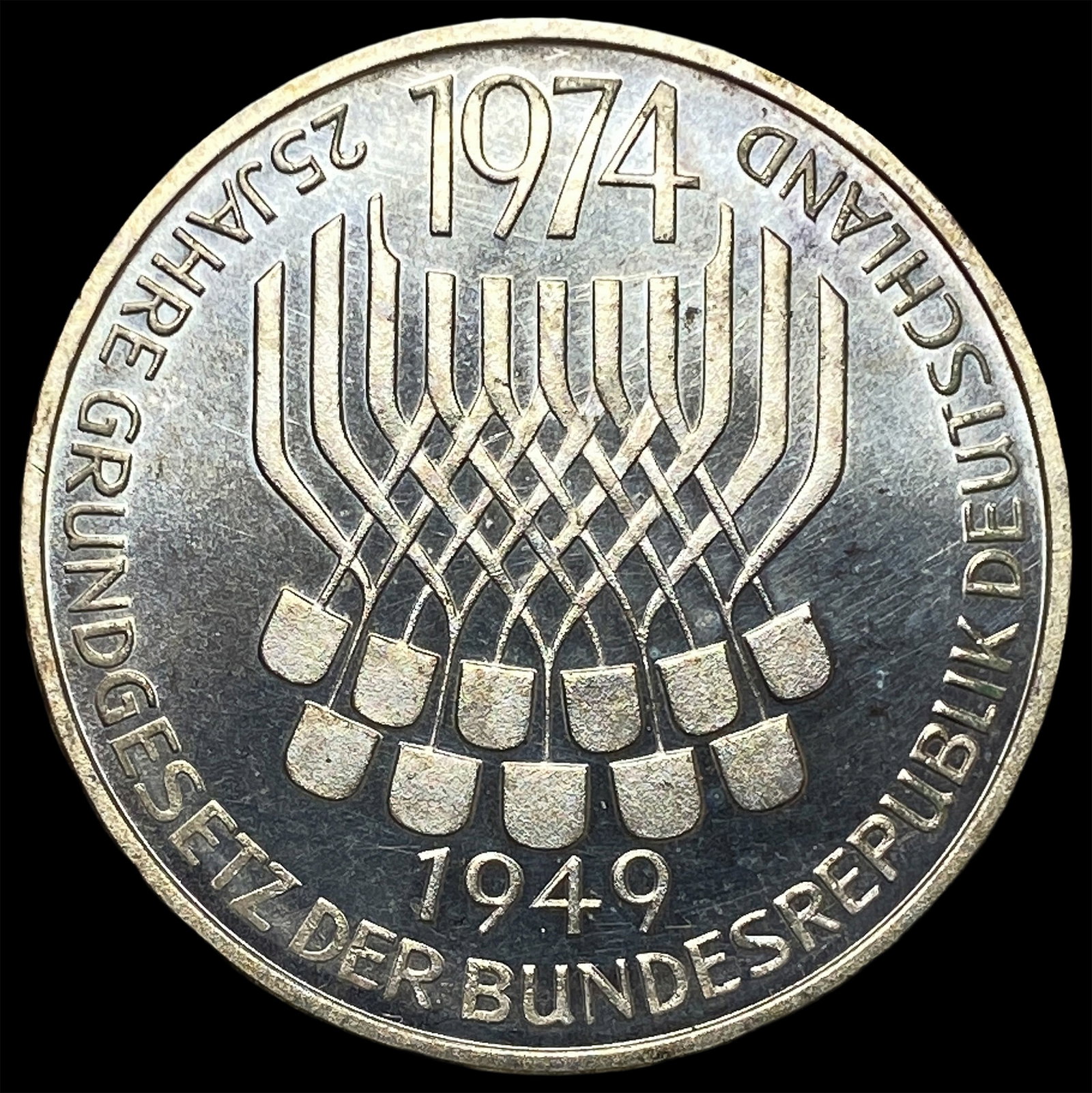 1974F Germany Silver 5 Mark Proof: 1974F Germany Silver 5 Mark Proof