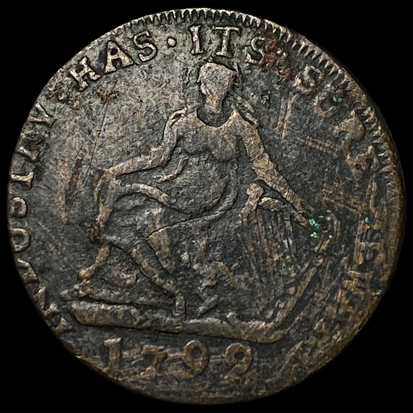 1799 Ireland Copper Halfpenny Hard Times Token (1 of 2)