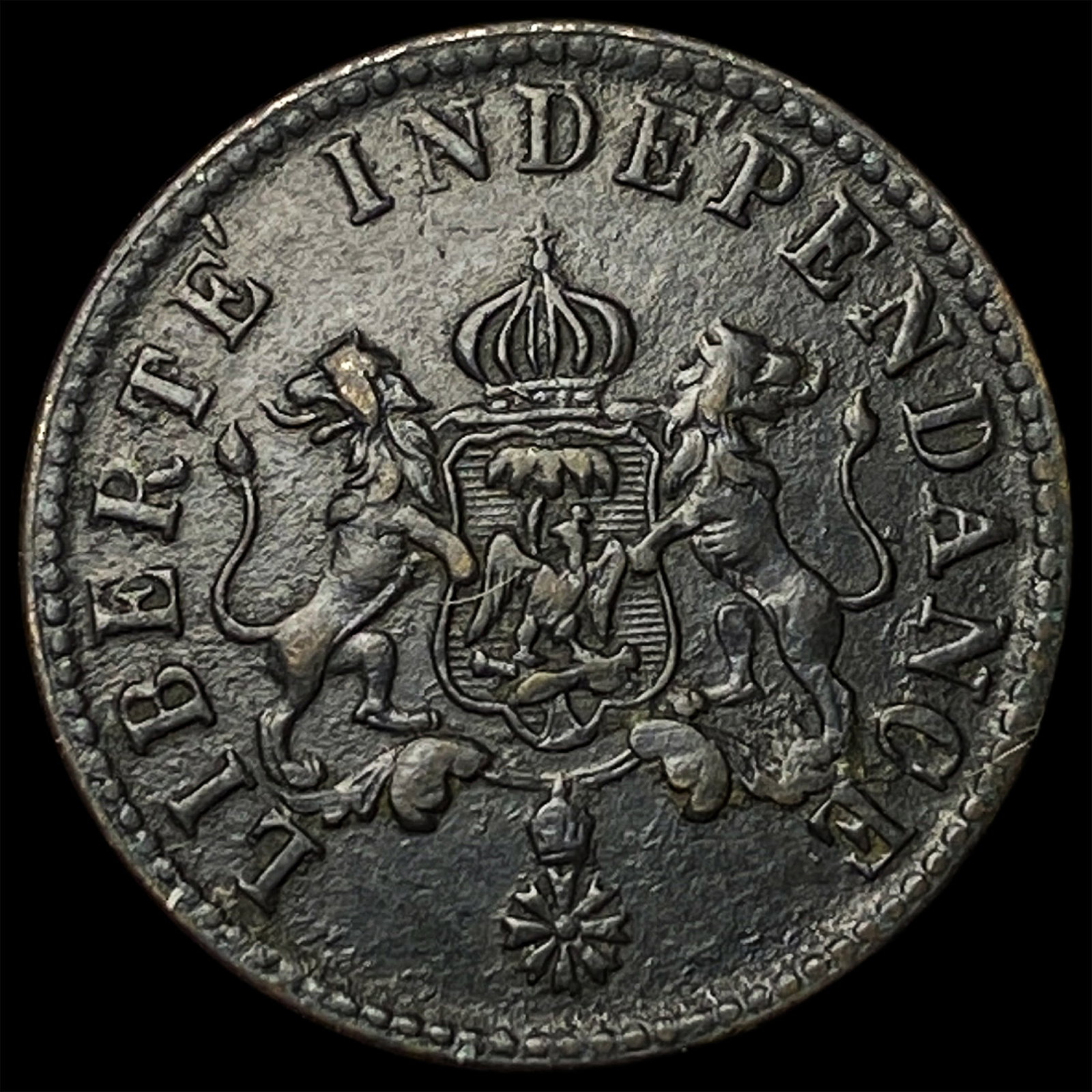 1850 Haiti Copper 2 Centimes (1 of 2)