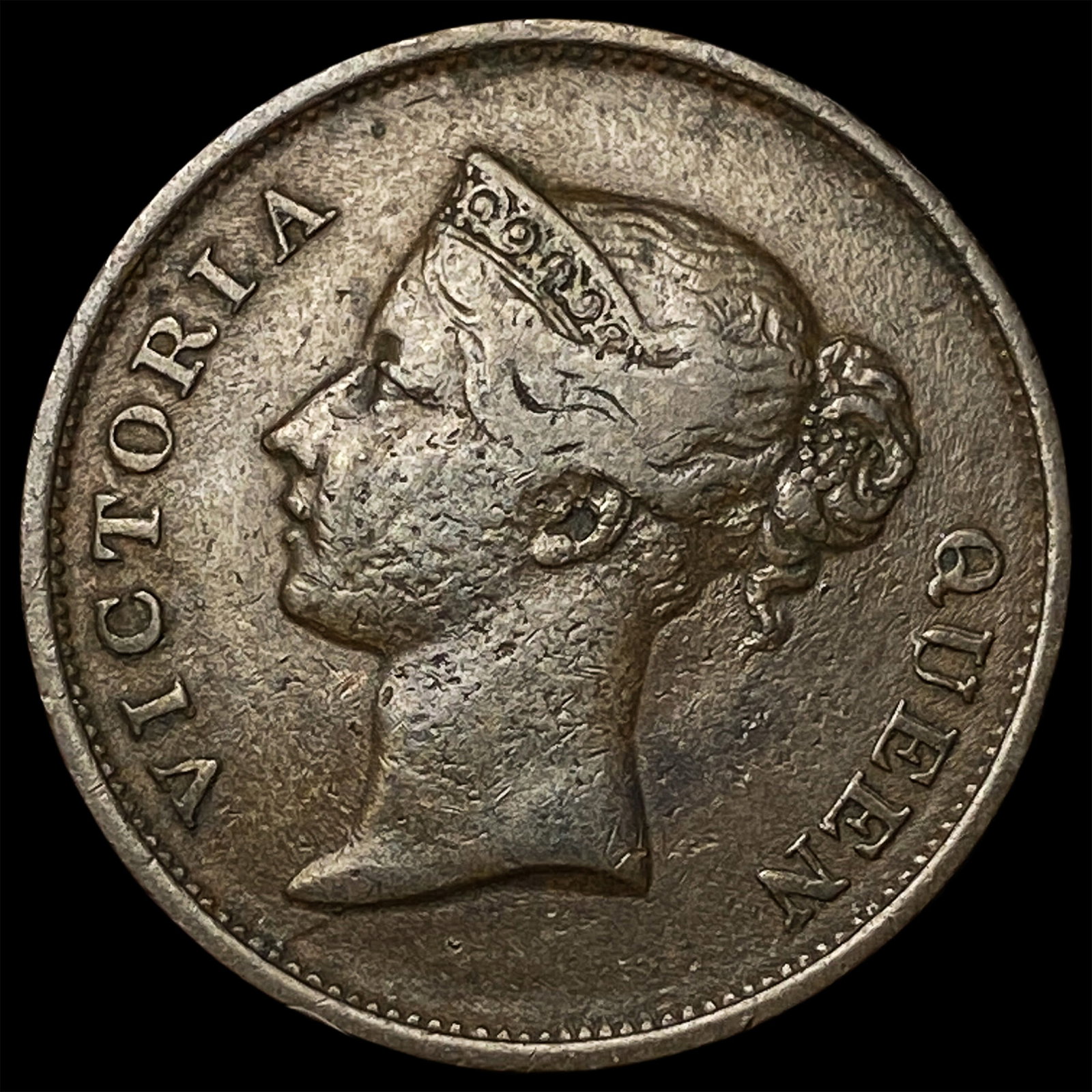 1845 Straits Settlements Silver 1 Cent (1 of 2)