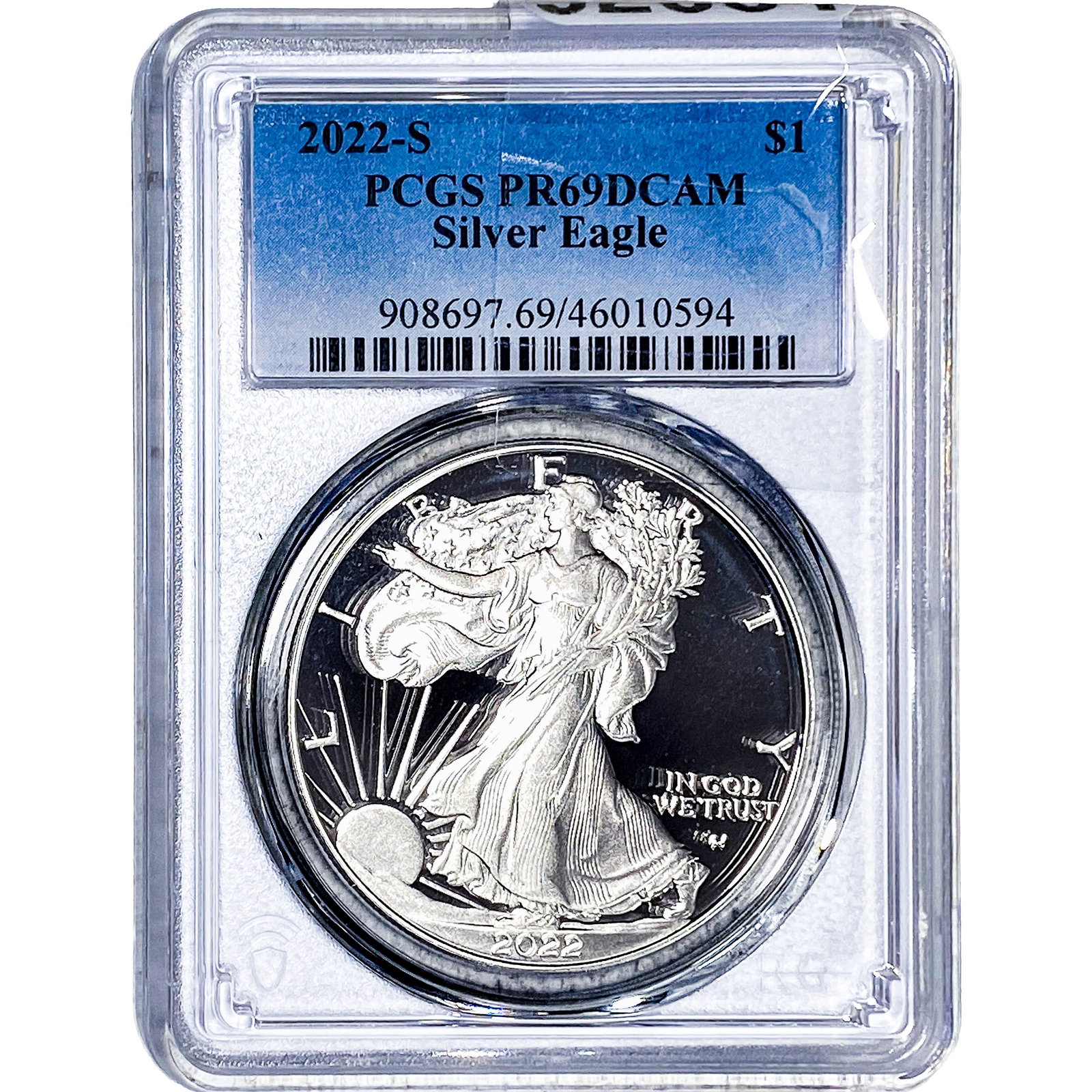 2022-S Silver Eagle PCGS PR69 DCAM: 2022-S Silver Eagle PCGS PR69 DCAM