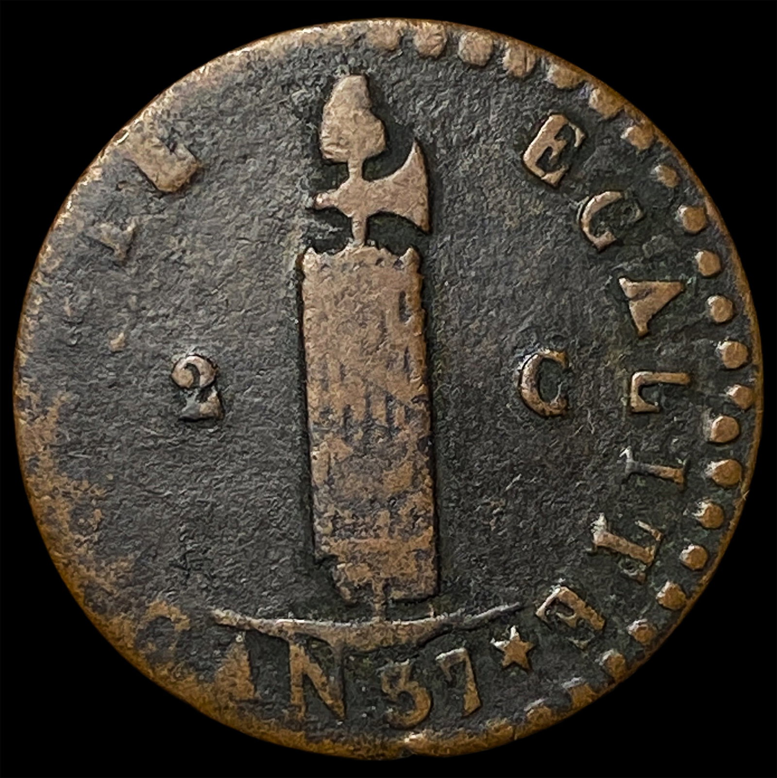 1840 Haiti Copper 2 Centimes: 1840 Haiti Copper 2 Centimes