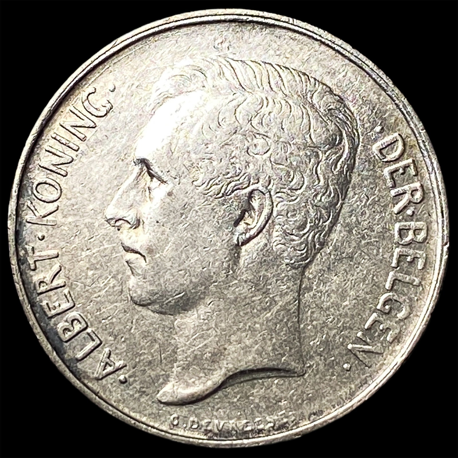 1911 Belgium Albert I Silver 2 Francs: 1911 Belgium Albert I Silver 2 Francs