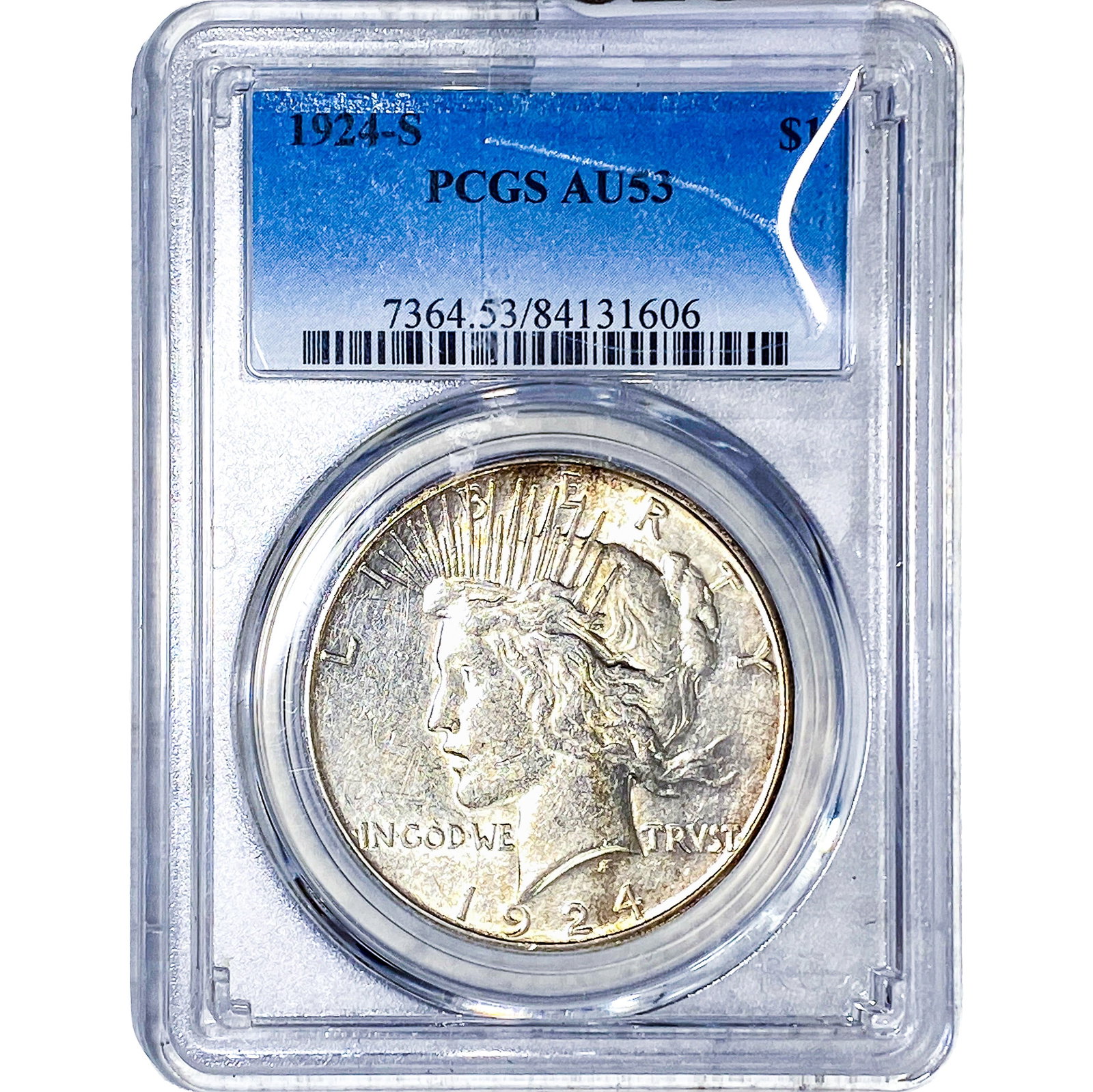 1924-S Silver Peace Dollar PCGS AU53: 1924-S Silver Peace Dollar PCGS AU53