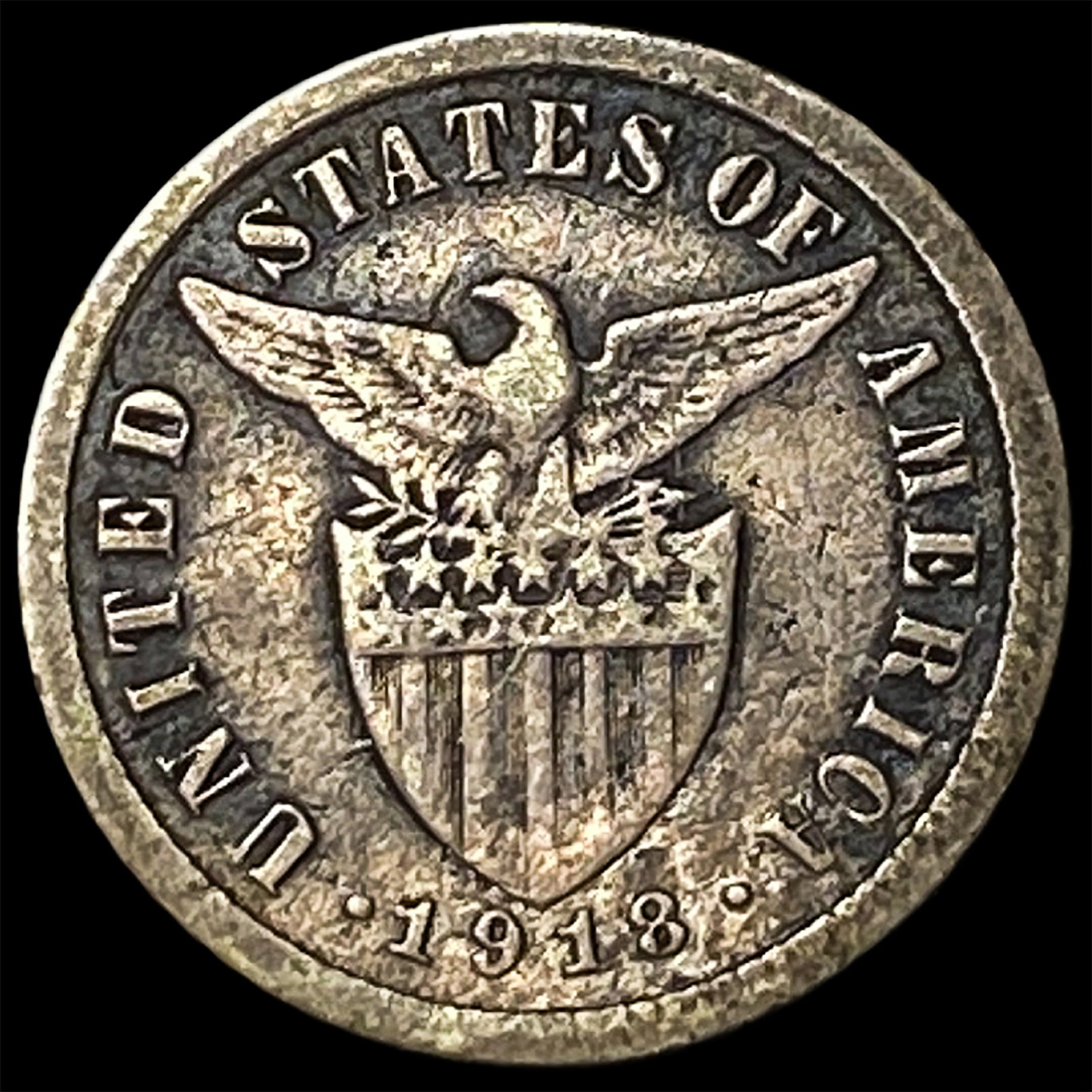 1918 Philippines Silver 10 Centvaos - 2
