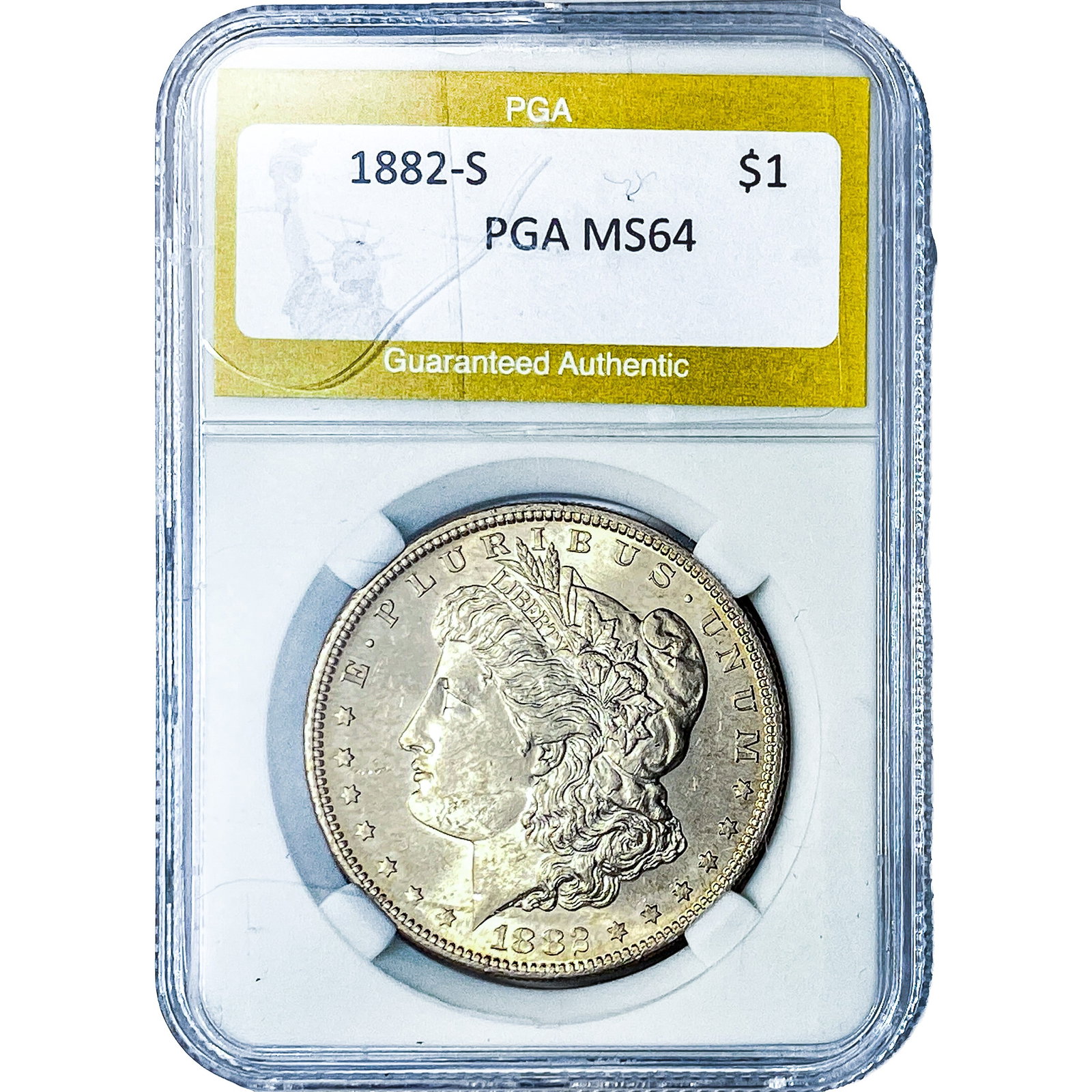 1882-S Morgan Silver Dollar PGA MS64: 1882-S Morgan Silver Dollar PGA MS64
