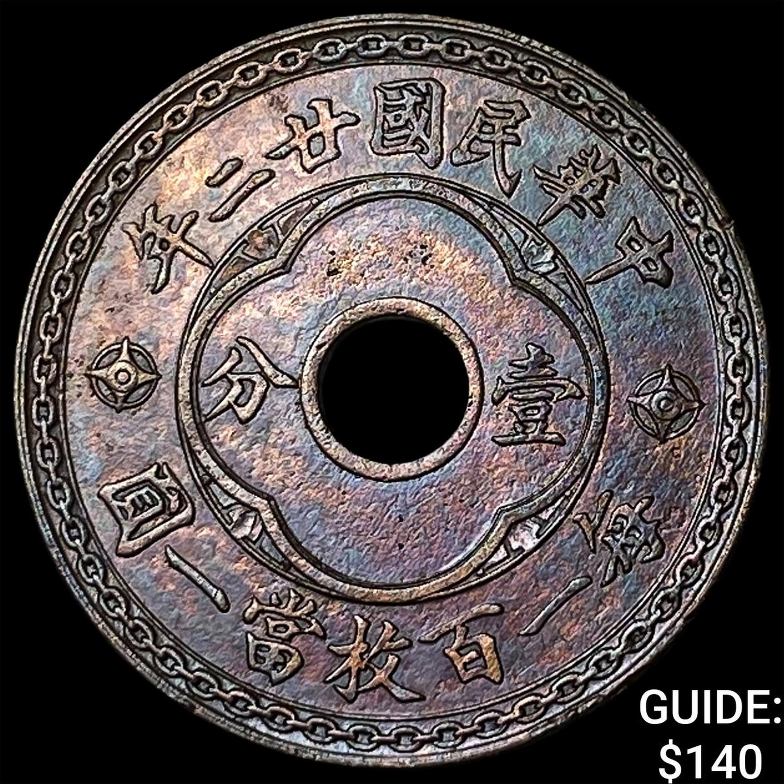1933 China Bronze 1 Cent: 1933 China Bronze 1 Cent