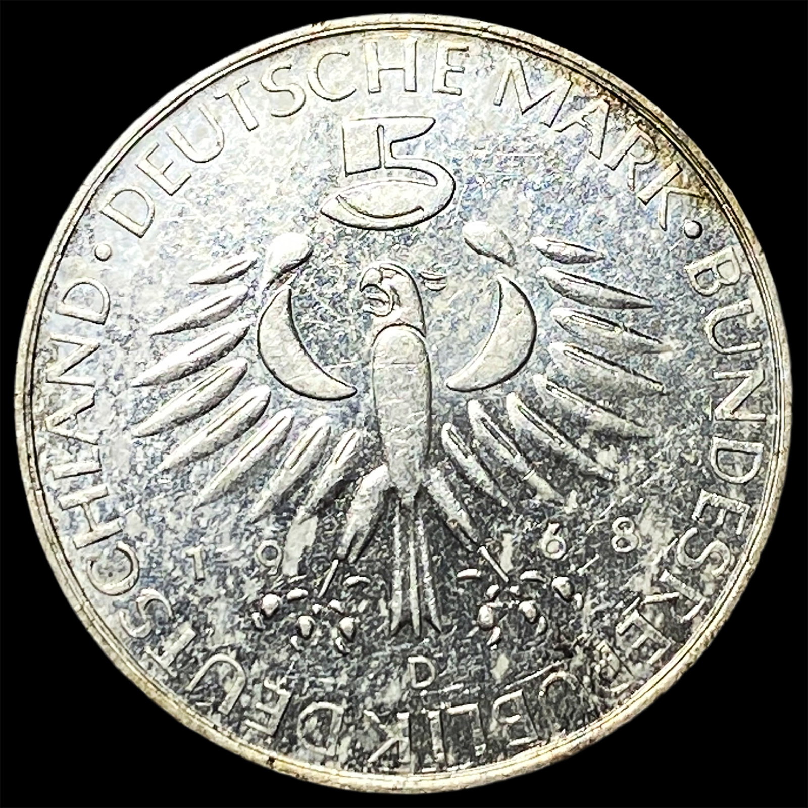 1968D West Germany Silver 5 Mark - 2