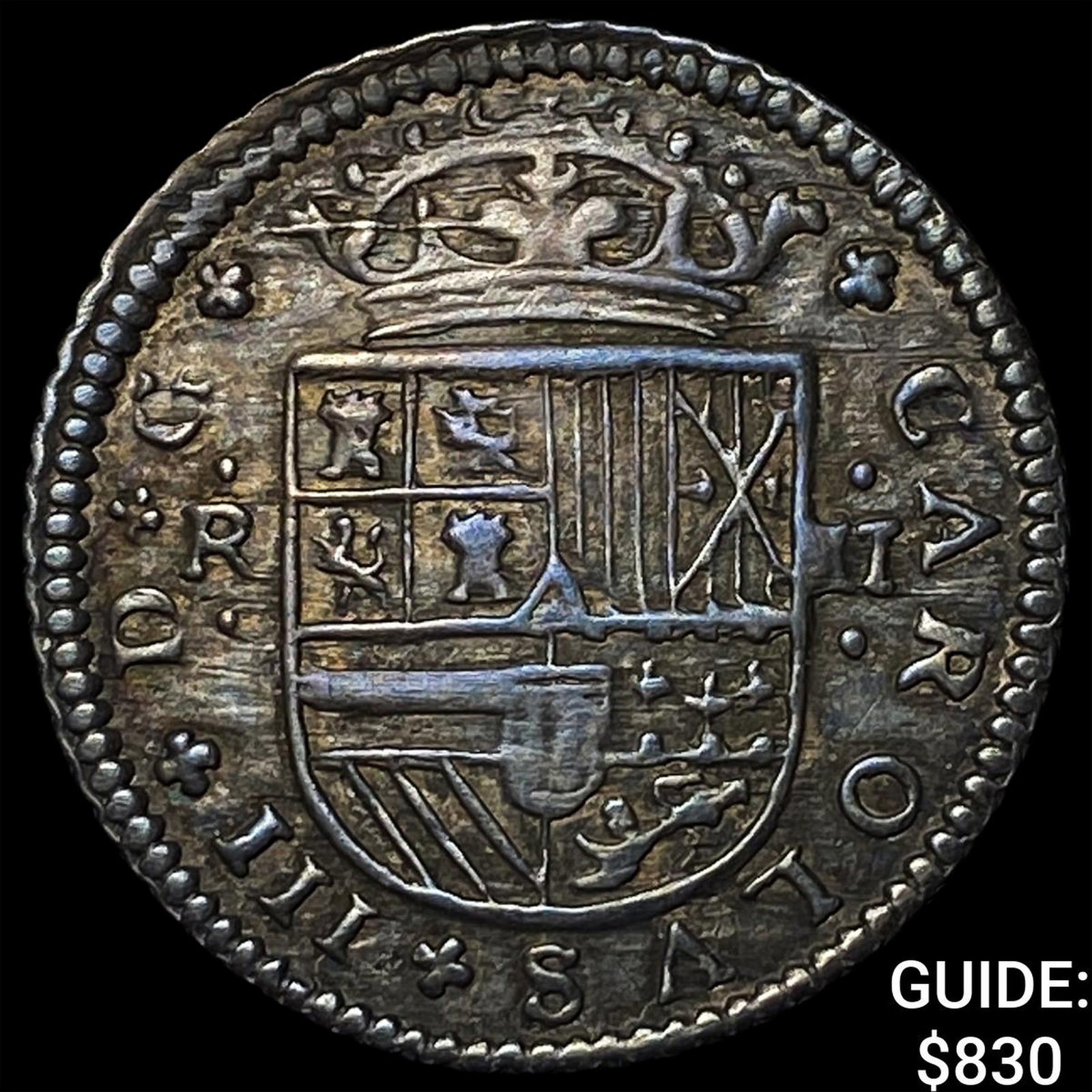 1710 Spain Charles III Silver 2 Reales: 1710 Spain Charles III Silver 2 Reales
