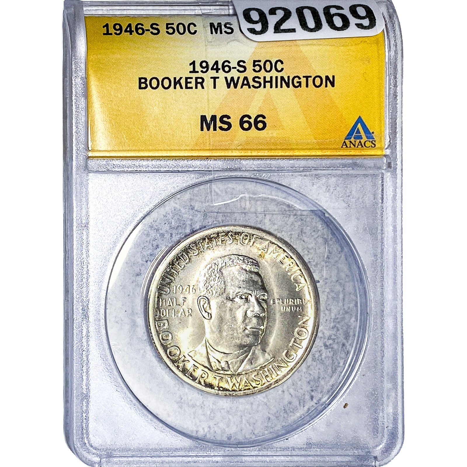 1946-S Booker T Half Dollar ANACS MS66: 1946-S Booker T Half Dollar ANACS MS66