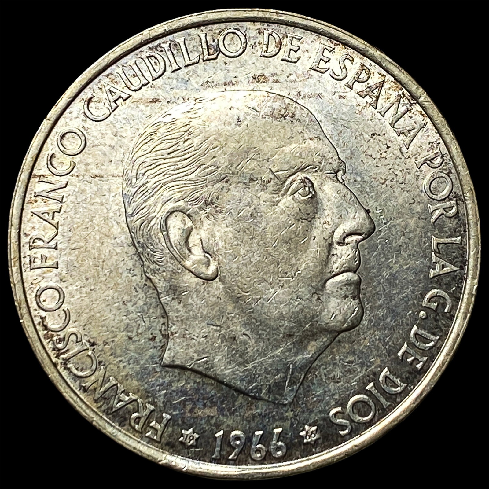 1966 Spain Silver 100 Pesetas: 1966 Spain Silver 100 Pesetas