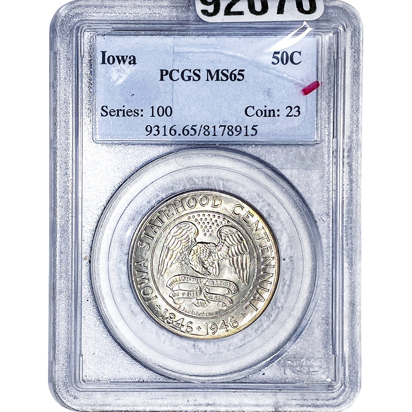 1946 Iowa Half Dollar PCGS MS65: 1946 Iowa Half Dollar PCGS MS65