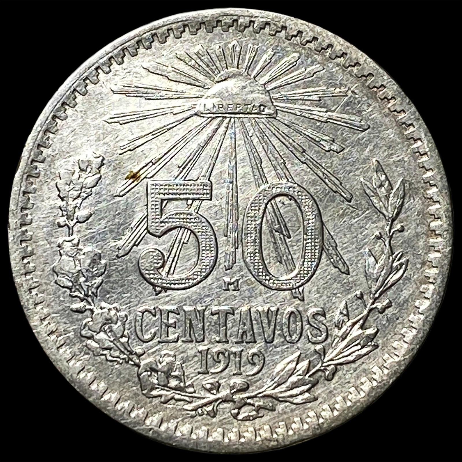 1919M Mexico Silver 50 Centavos: 1919M Mexico Silver 50 Centavos