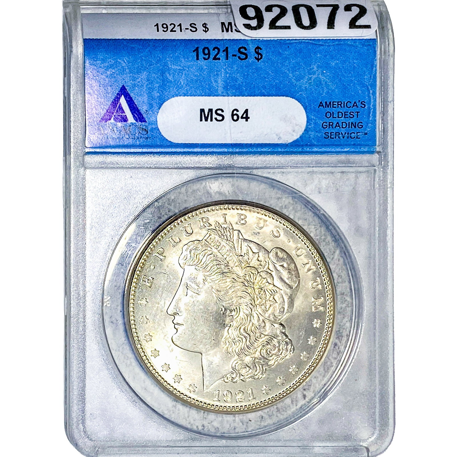 1921-S Morgan Silver Dollar ANACS MS64: 1921-S Morgan Silver Dollar ANACS MS64