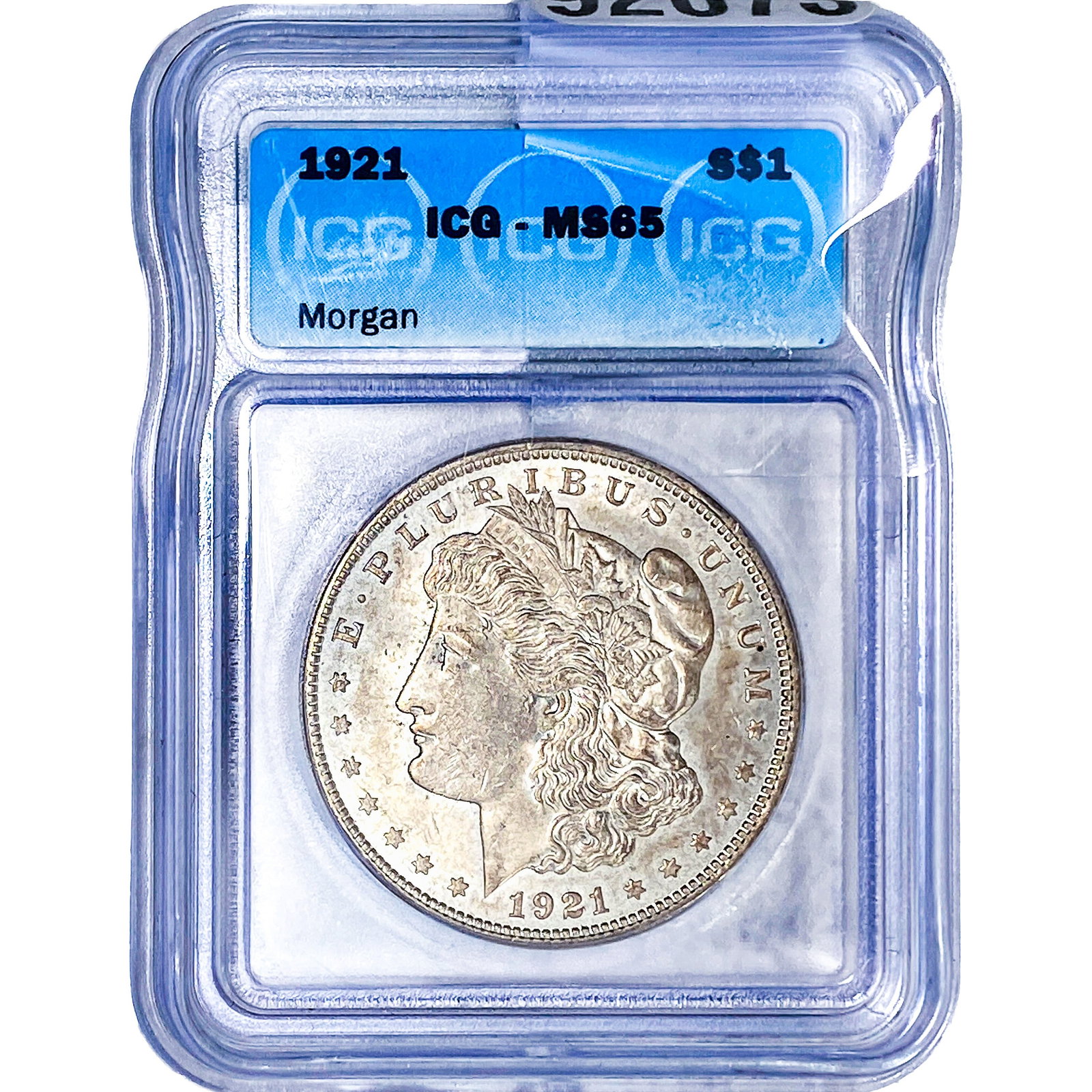 1921 Morgan Silver Dollar ICG MS65: 1921 Morgan Silver Dollar ICG MS65