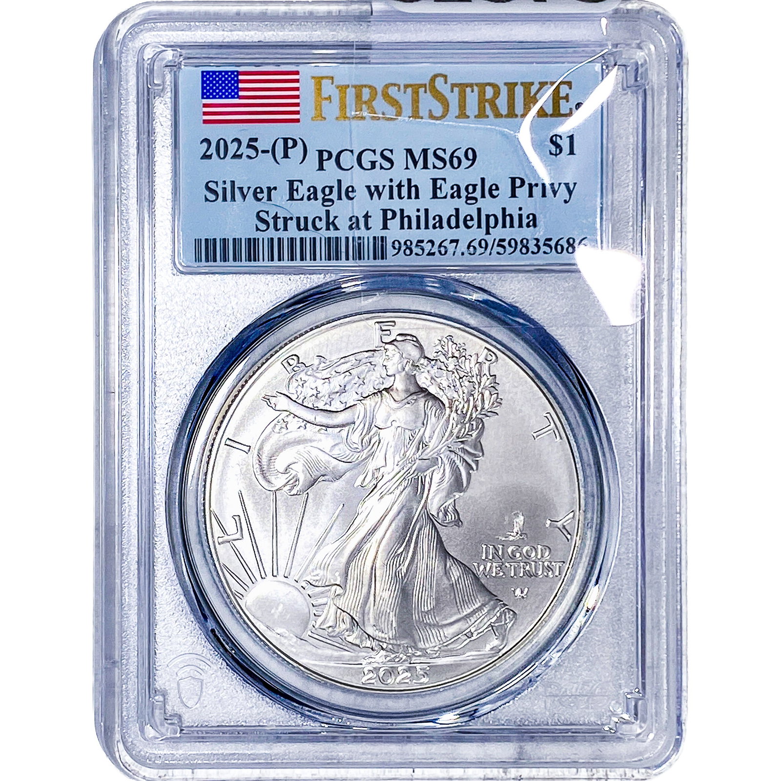 2025 Silver Eagle PCGS MS69: 2025 Silver Eagle PCGS MS69