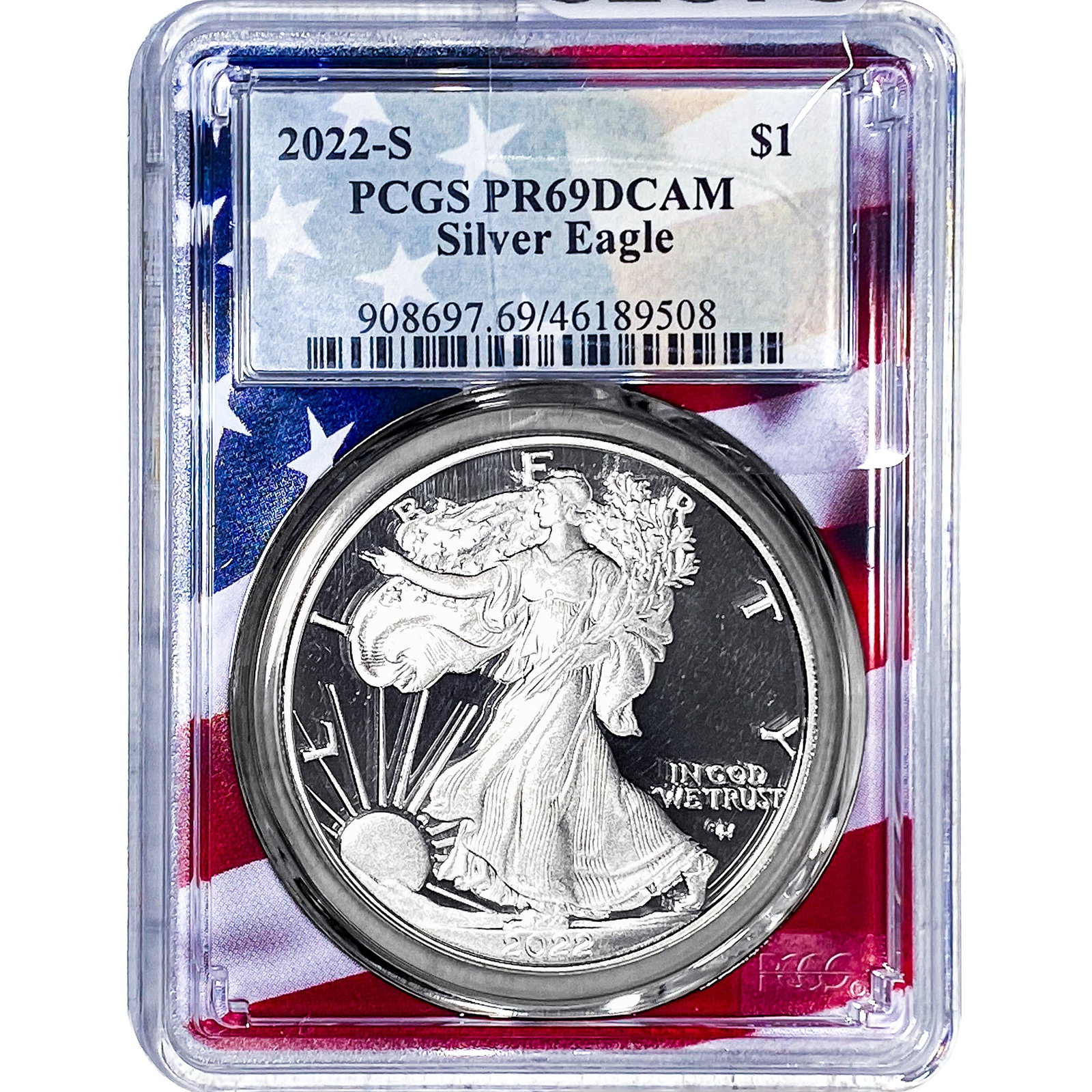 2022-S Silver Eagle PCGS PR69 DCAM: 2022-S Silver Eagle PCGS PR69 DCAM