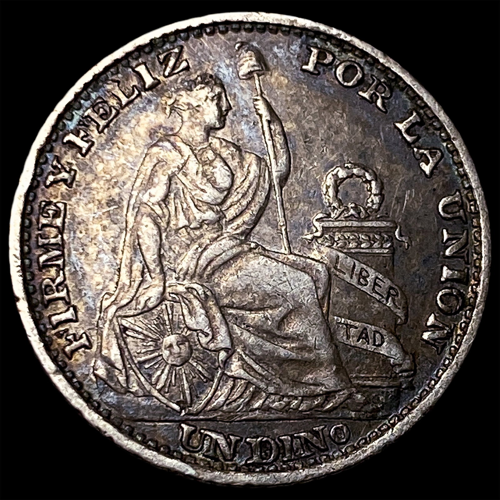 1893TF Peru SIlver Dinero: 1893TF Peru SIlver Dinero