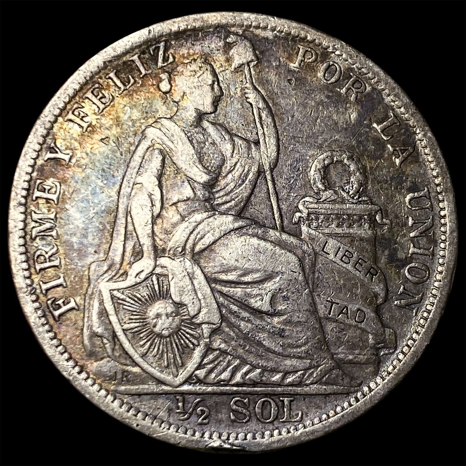 1907 FG JB Peru Silver 1/2 Sol (1 of 2)