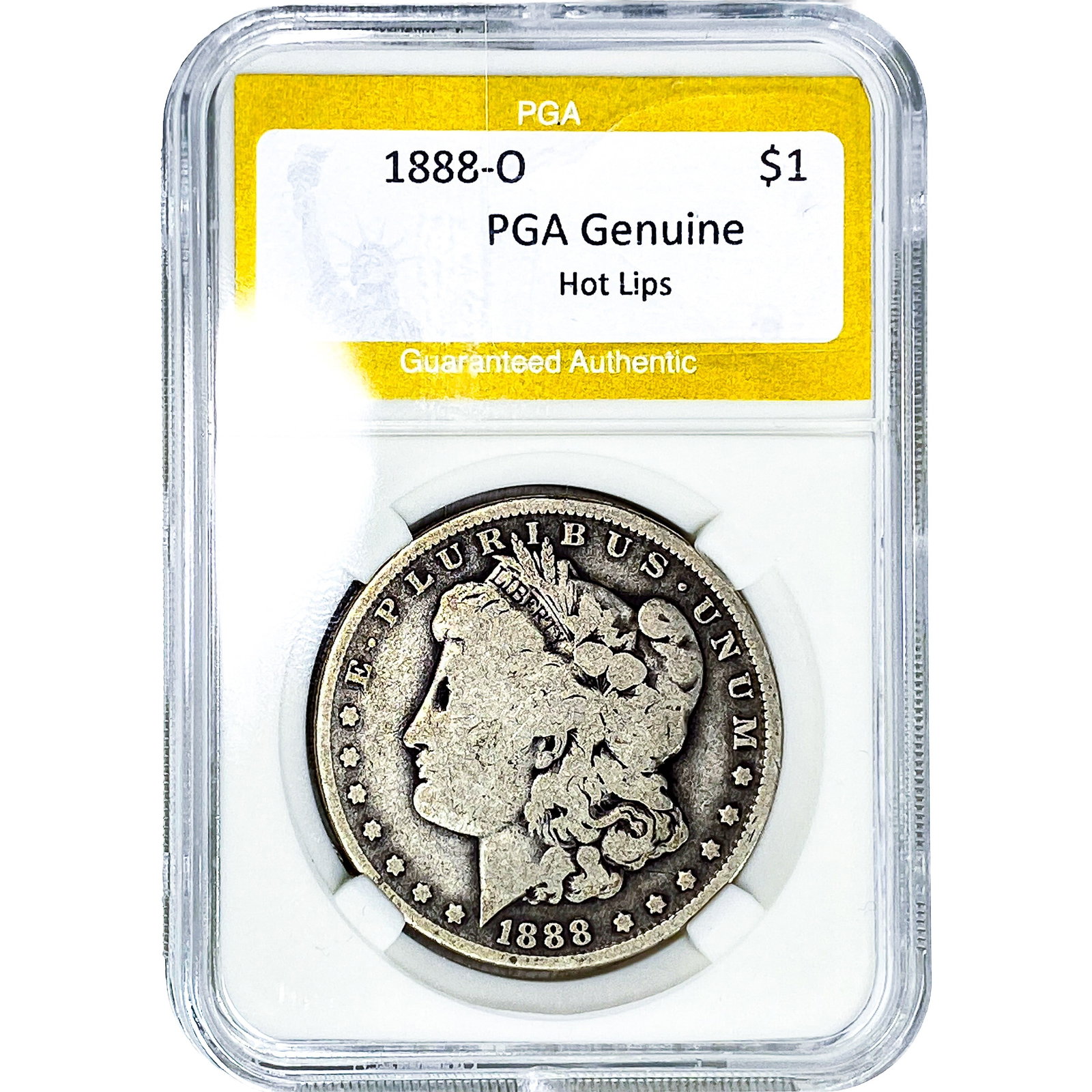 1880-O Morgan Silver Dollar PGA Genuine Hot Lips: 1880-O Morgan Silver Dollar PGA Genuine Hot Lips