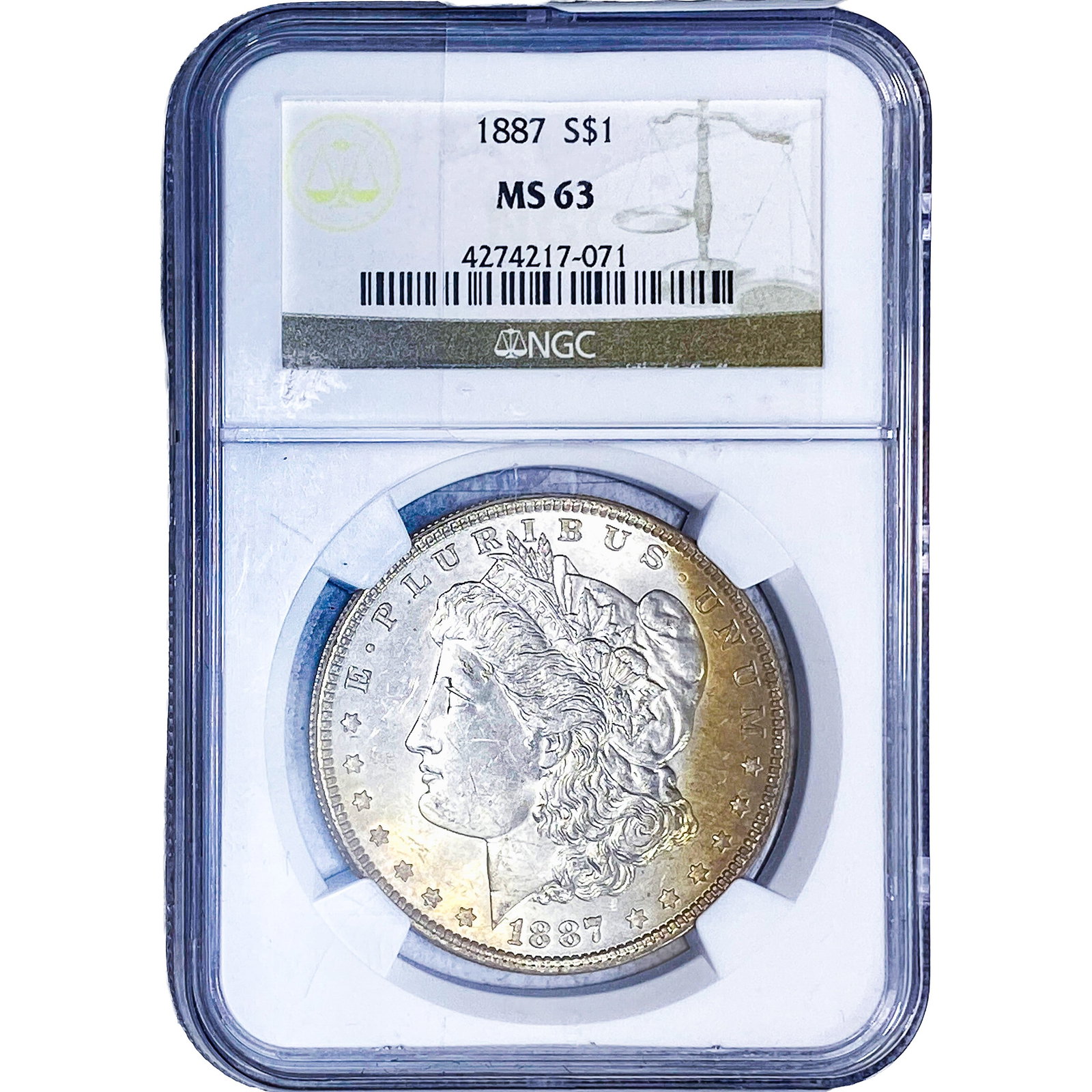 1887 Morgan Silver Dollar NGC MS63: 1887 Morgan Silver Dollar NGC MS63