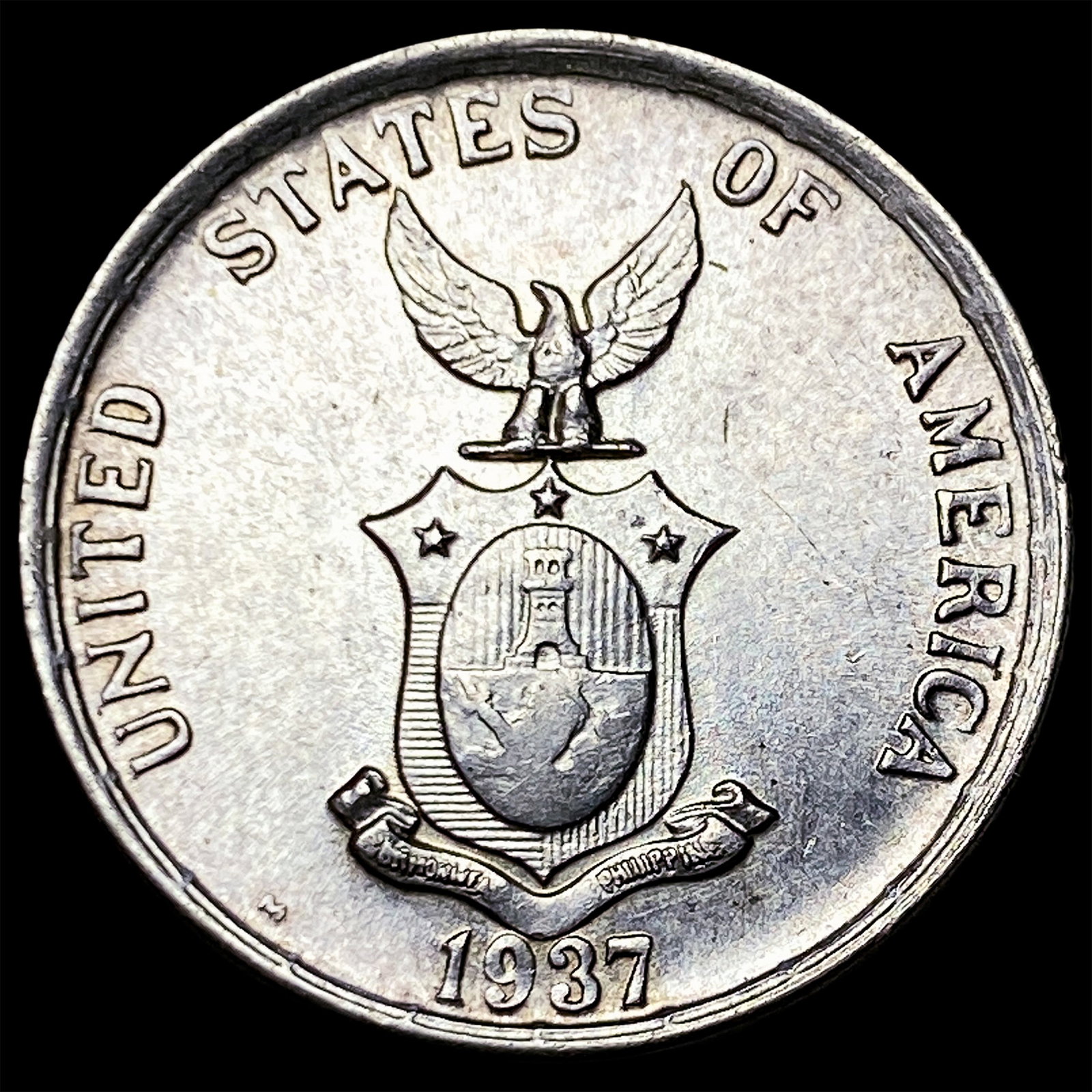 1937M Philippines Silver 20 Centavos - 2