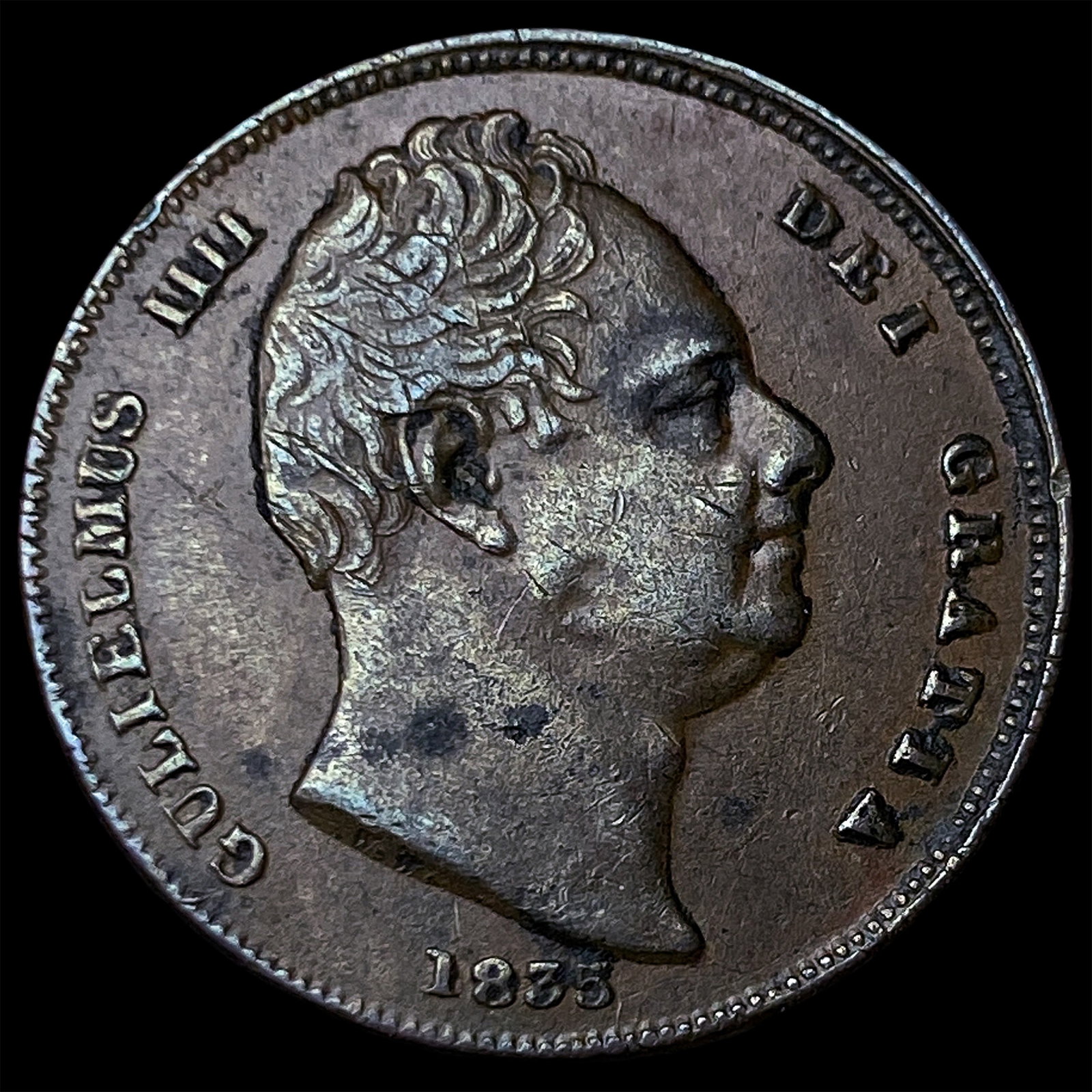 1835 Great Britain Copper Farthing: 1835 Great Britain Copper Farthing