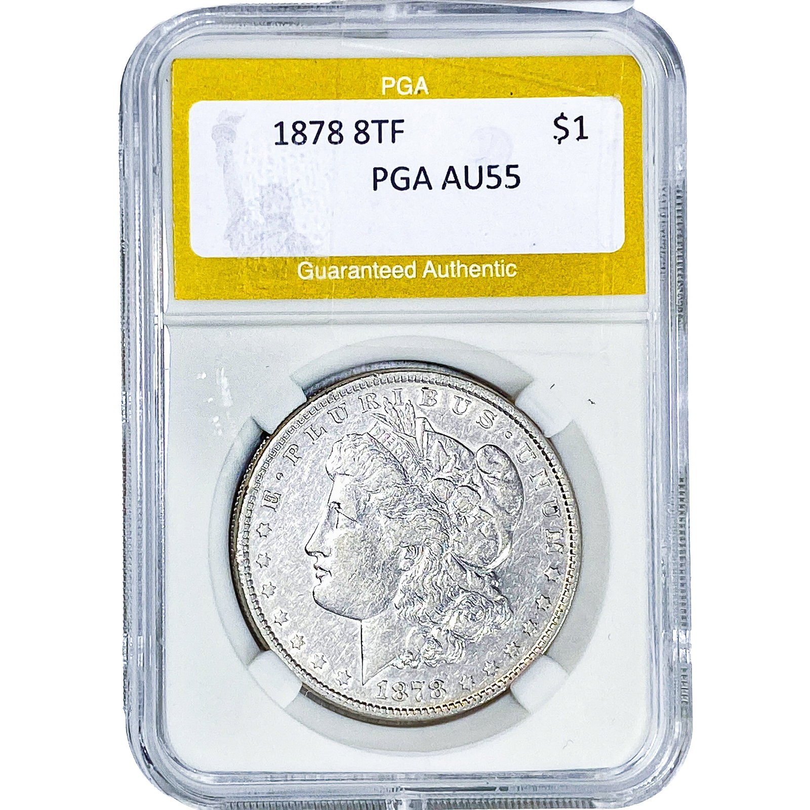 1878 Morgan Silver Dollar PGA AU55: 1878 Morgan Silver Dollar PGA AU55