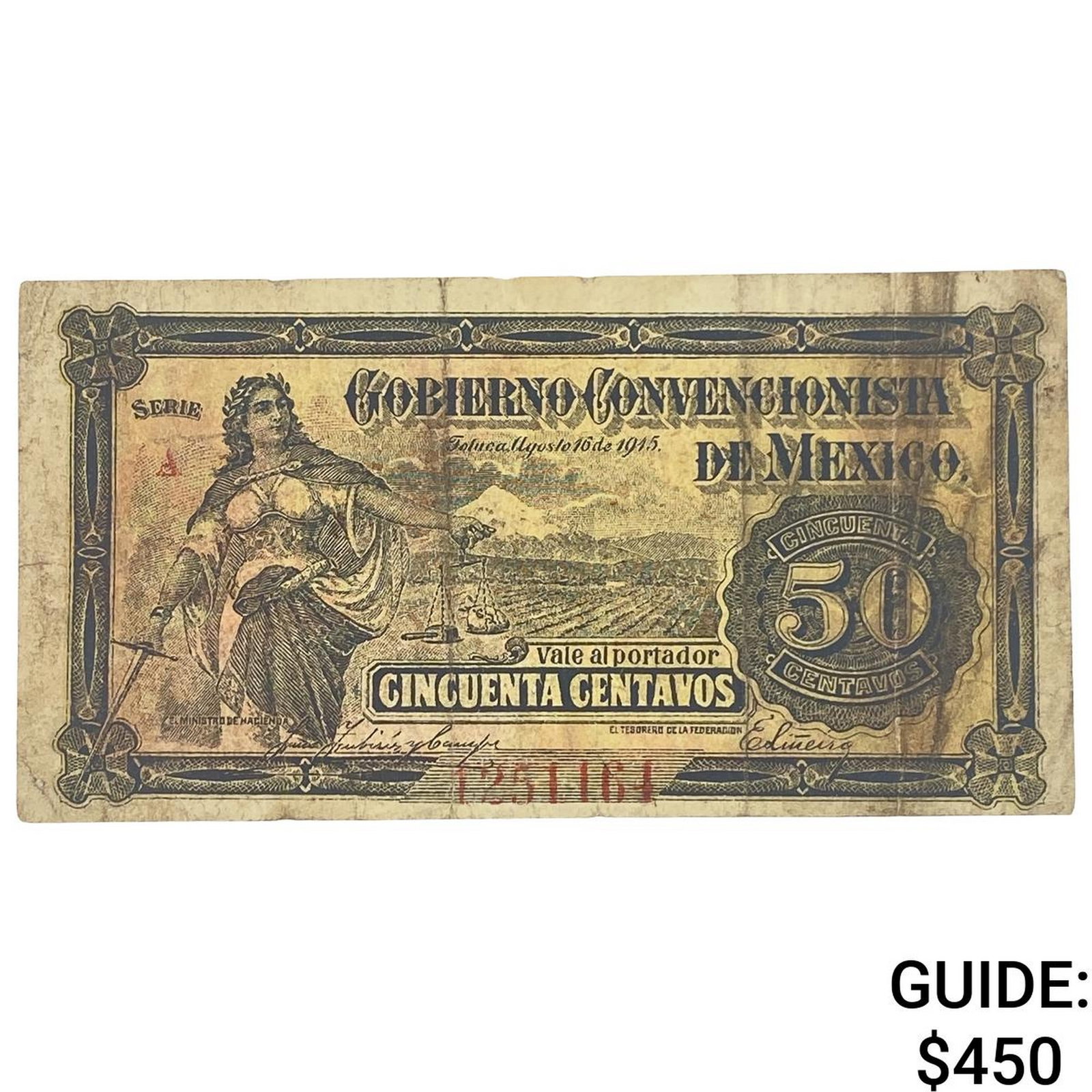 1915 Constitutionalist Army of Mexico 50 Centavos: 1915 Constitutionalist Army of Mexico 50 Centavos
