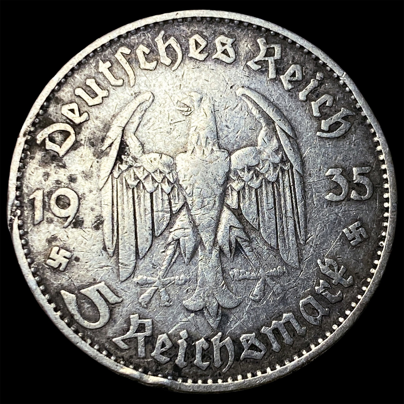 1935D German Silver 5 Mark - 2