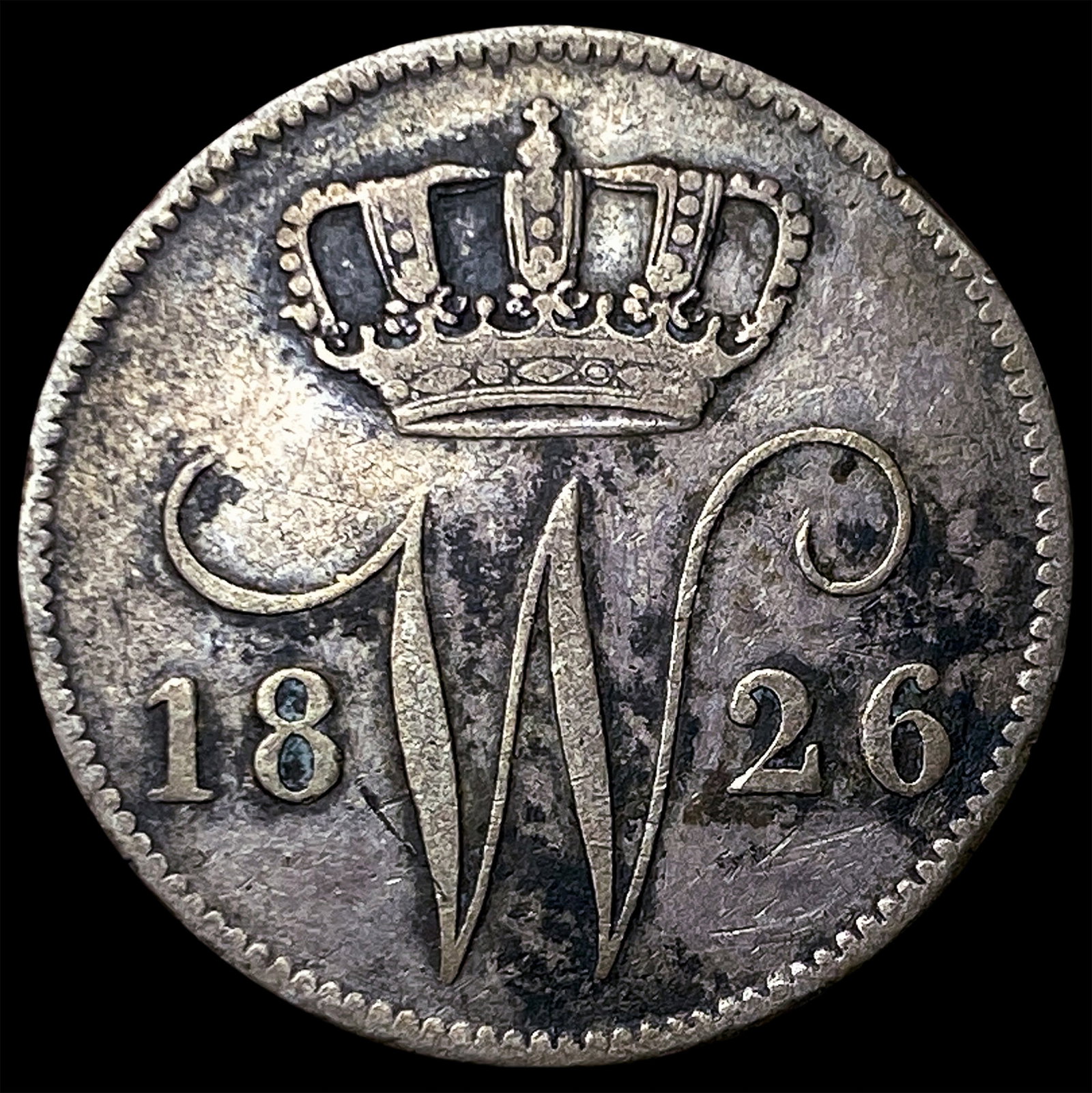 1826 Netherlands Silver 25 Cents: 1826 Netherlands Silver 25 Cents