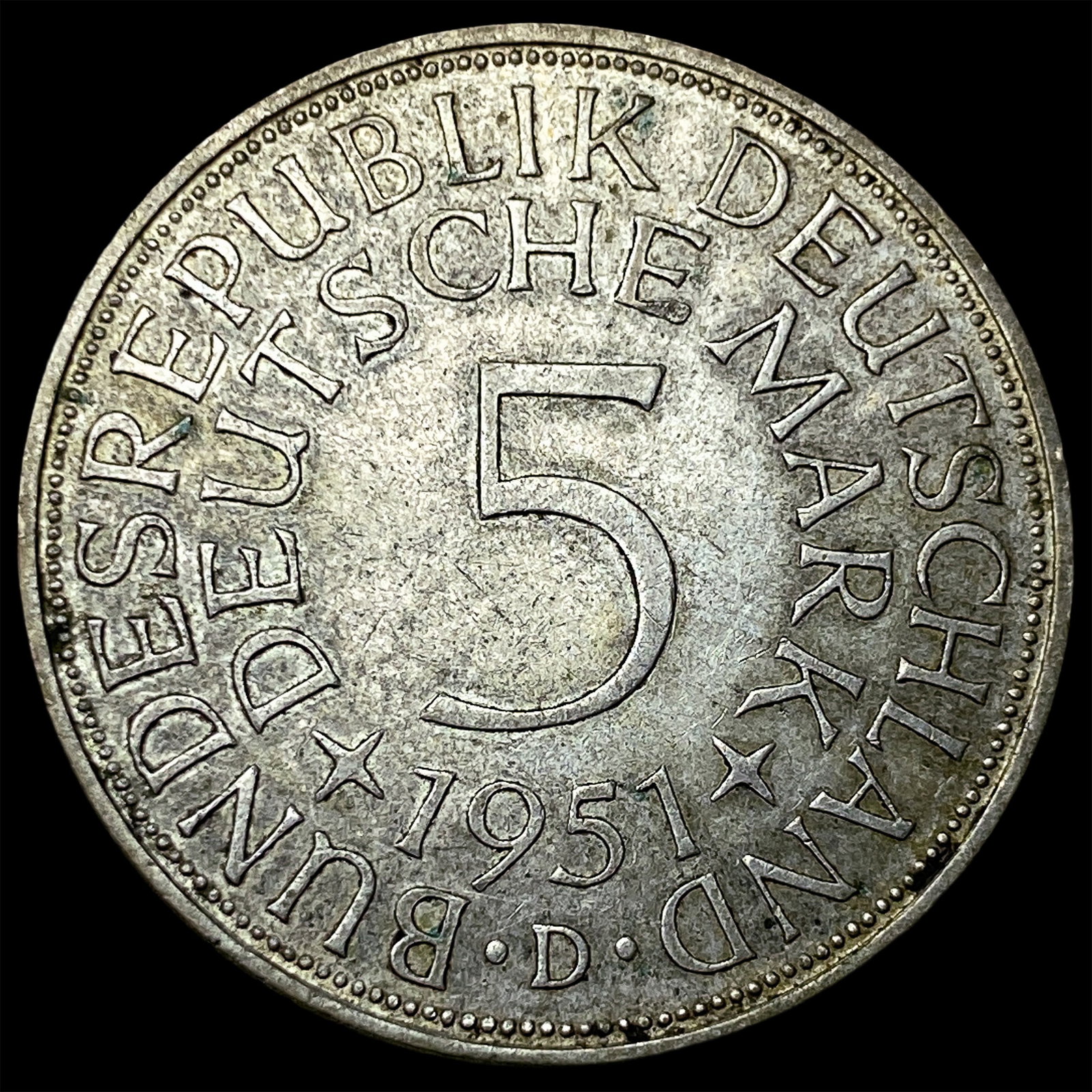 1954D Germany Silver 5 Mark .6250 ASW: 1954D Germany Silver 5 Mark .6250 ASW