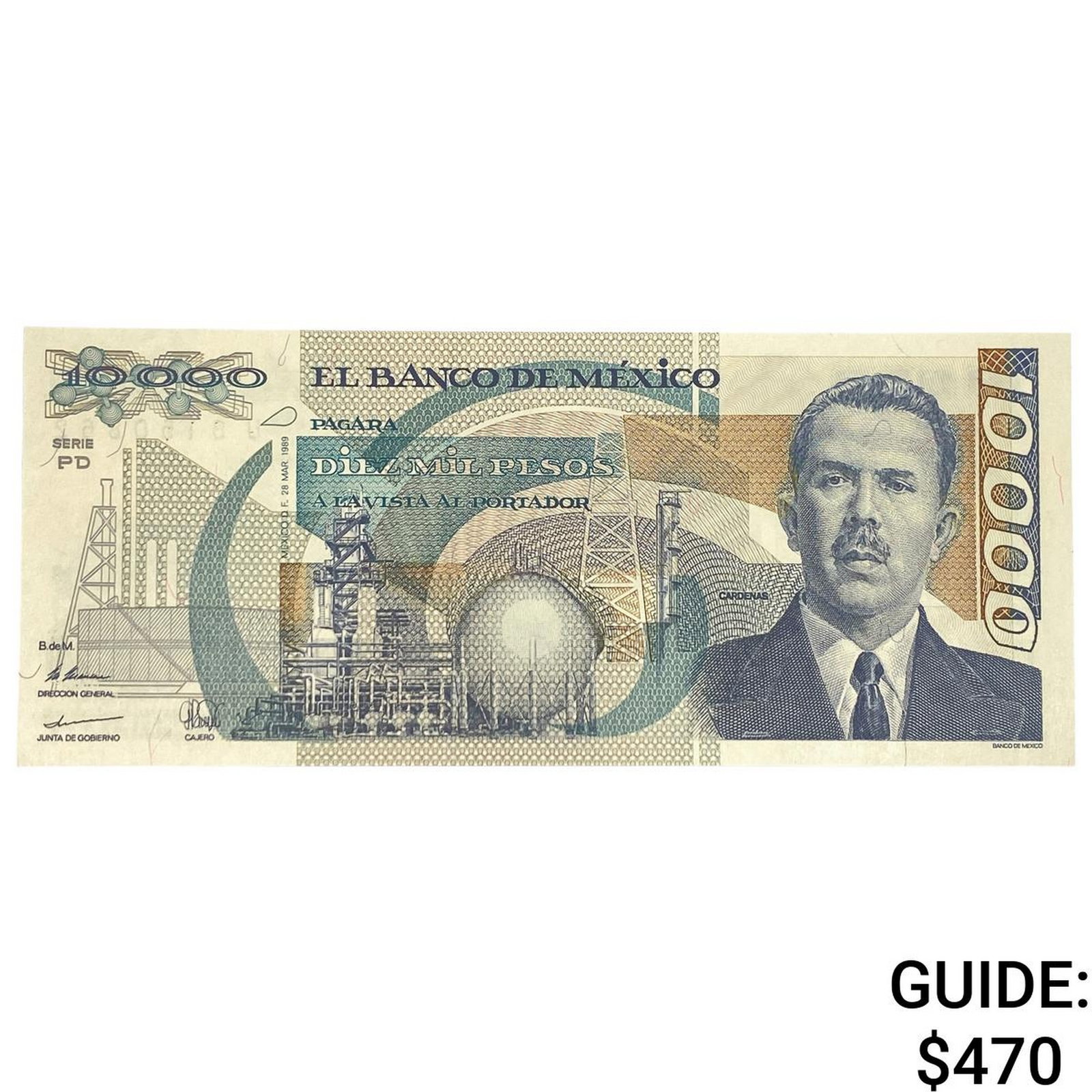 1989 Bank of Mexico 10,000 Pesos: 1989 Bank of Mexico 10,000 Pesos