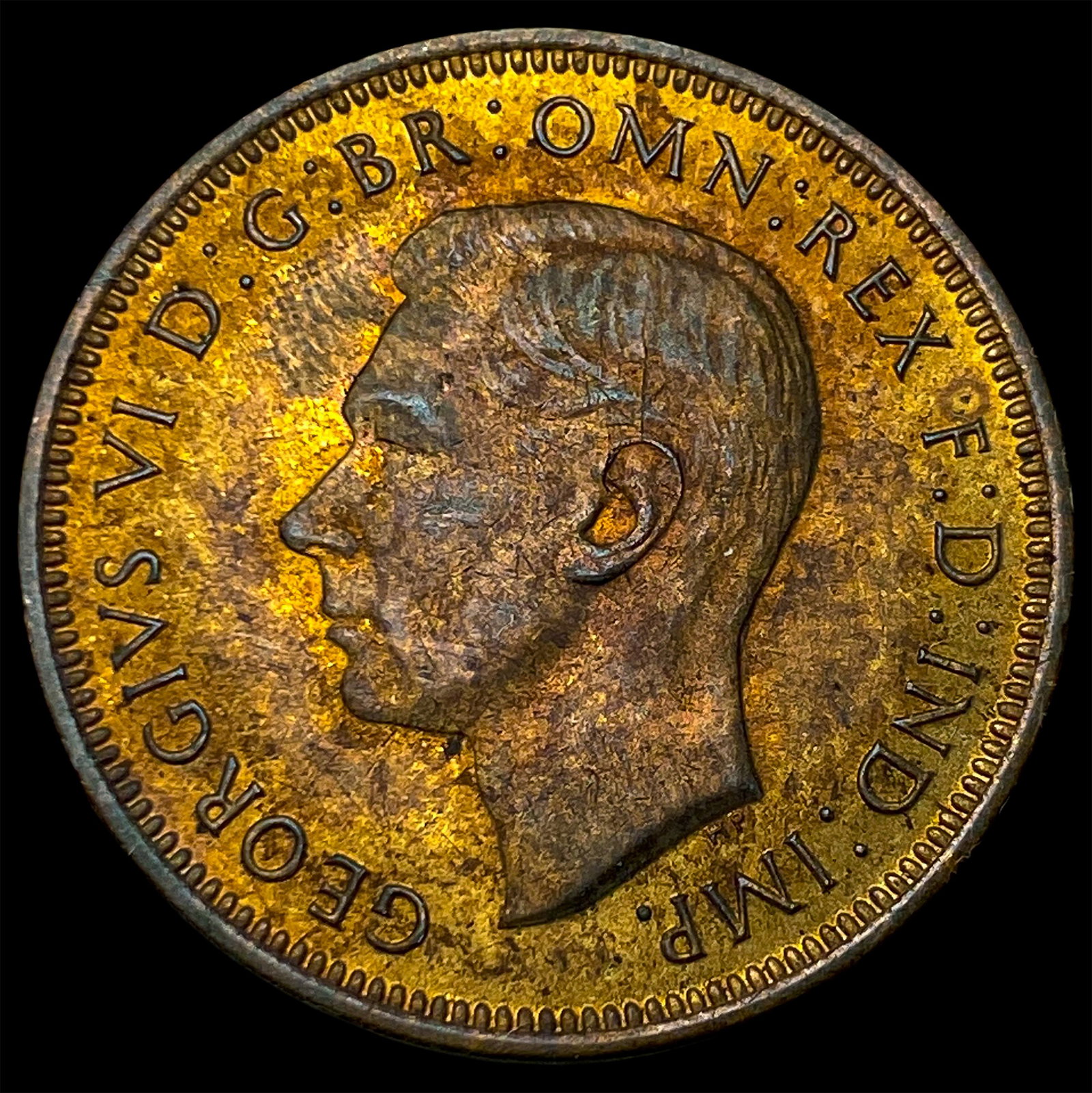 1941 Great Britain George Vi Bronze Half Penny: 1941 Great Britain George Vi Bronze Half Penny