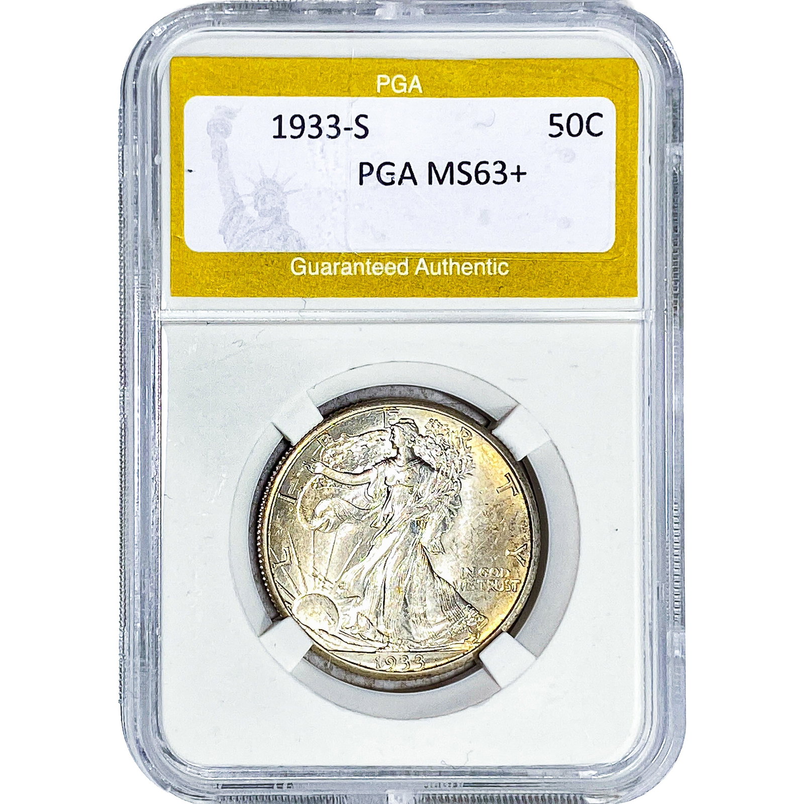 1933-S Walking Liberty Half Dollar PGA MS63+: 1933-S Walking Liberty Half Dollar PGA MS63+