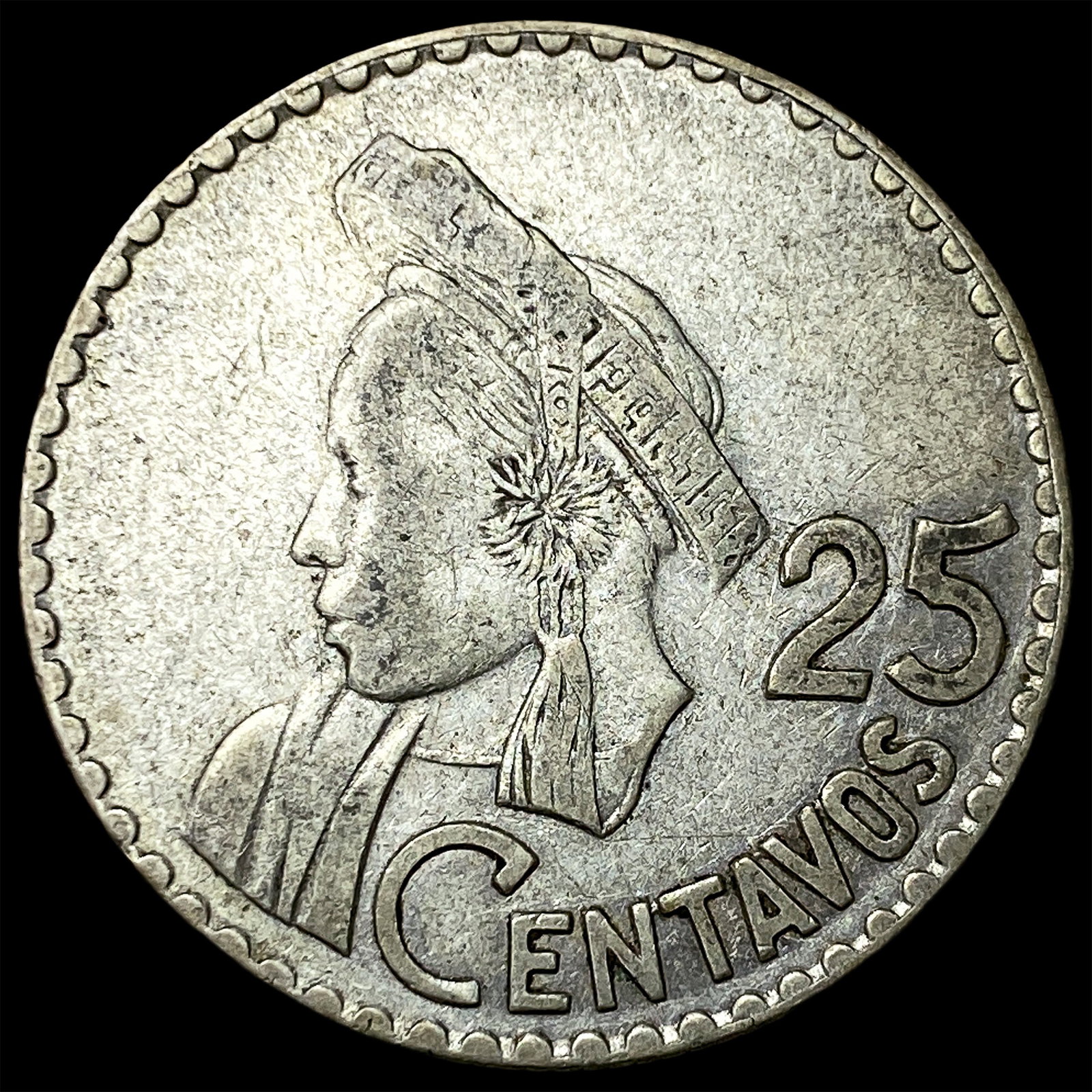 1963 Guatemala Silver 25 Centavos: 1963 Guatemala Silver 25 Centavos