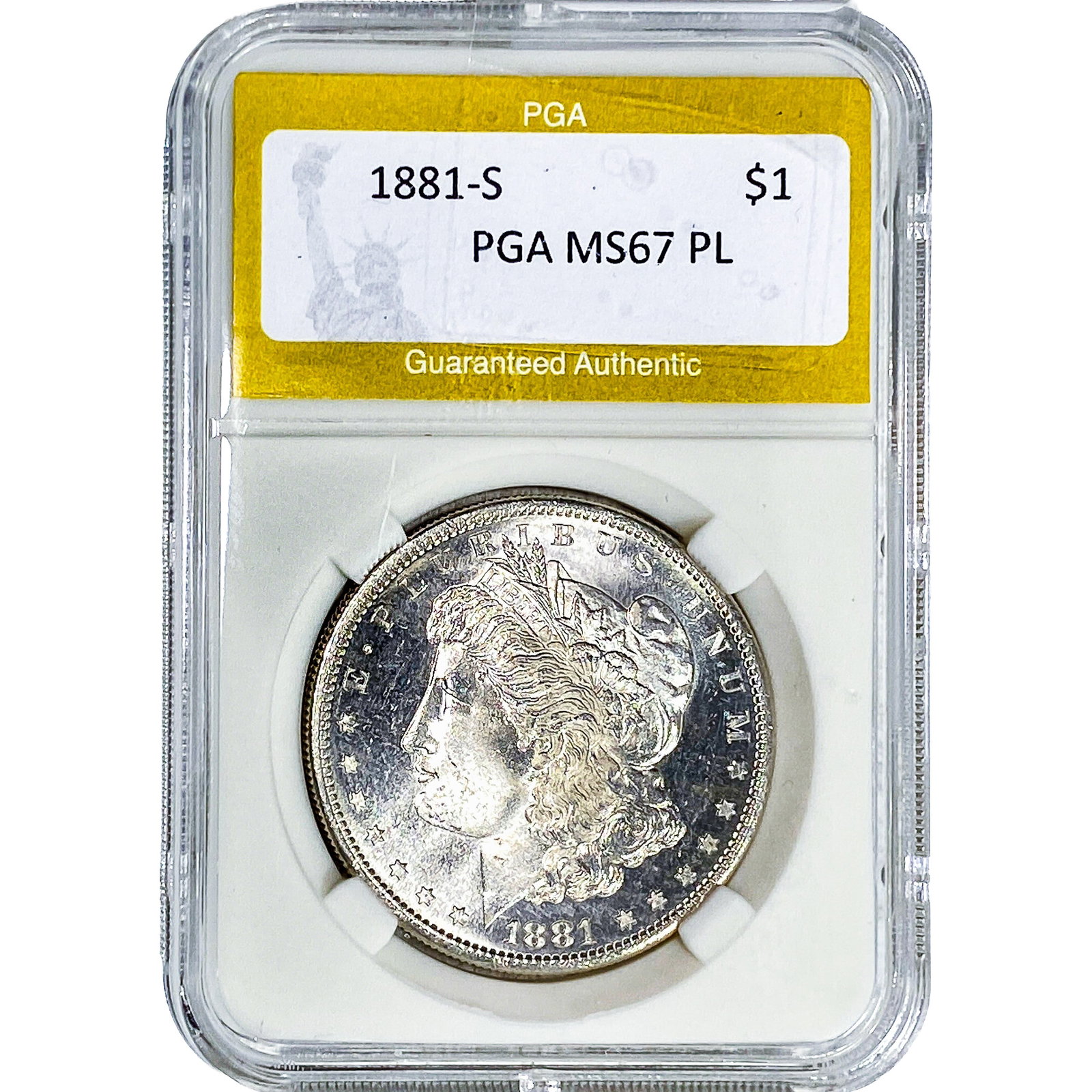 1881-S Morgan Silver Dollar PGA MS67 PL: 1881-S Morgan Silver Dollar PGA MS67 PL