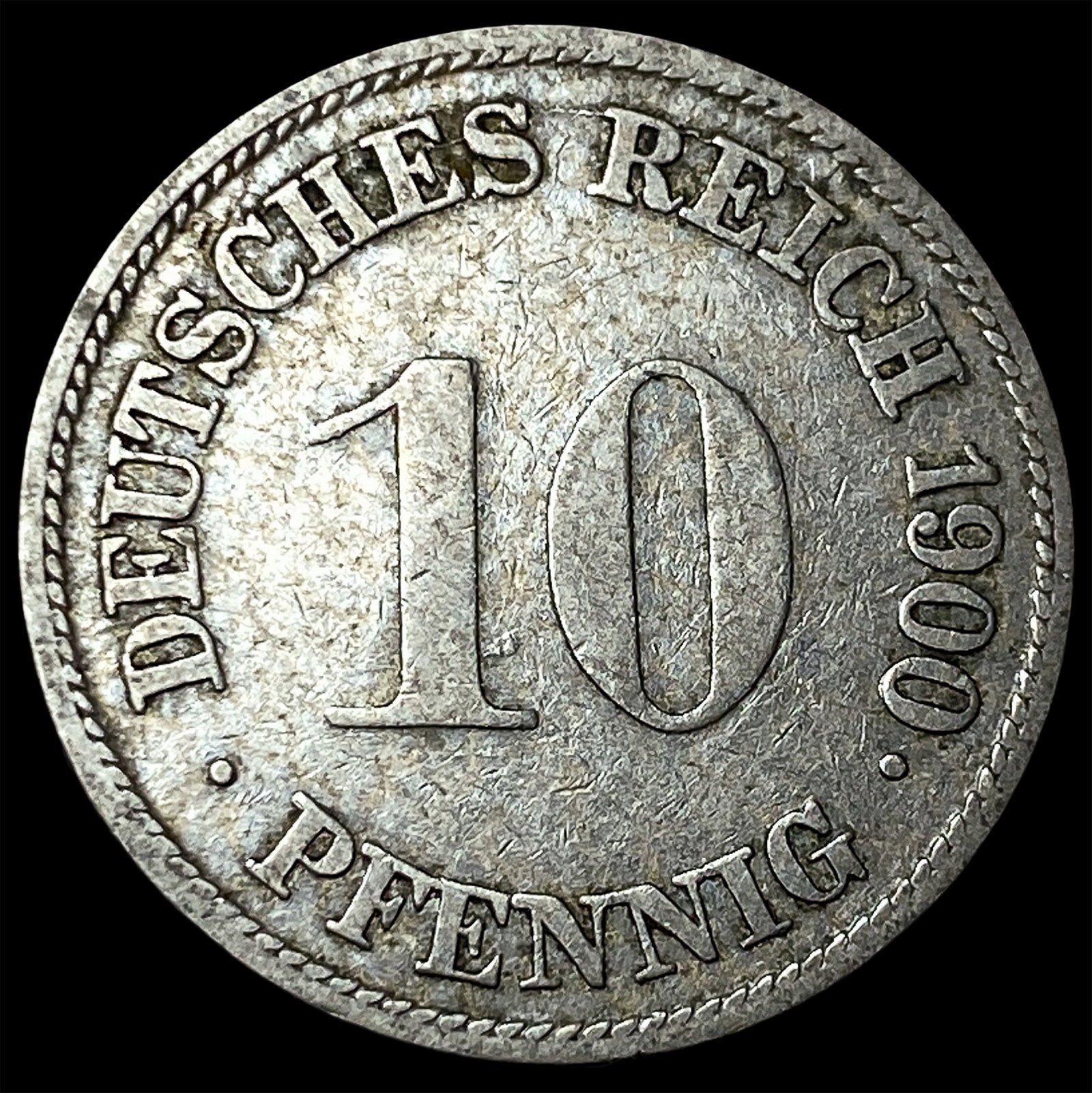 1900 Germany Copper Nickel 10 Pfennig: 1900 Germany Copper Nickel 10 Pfennig
