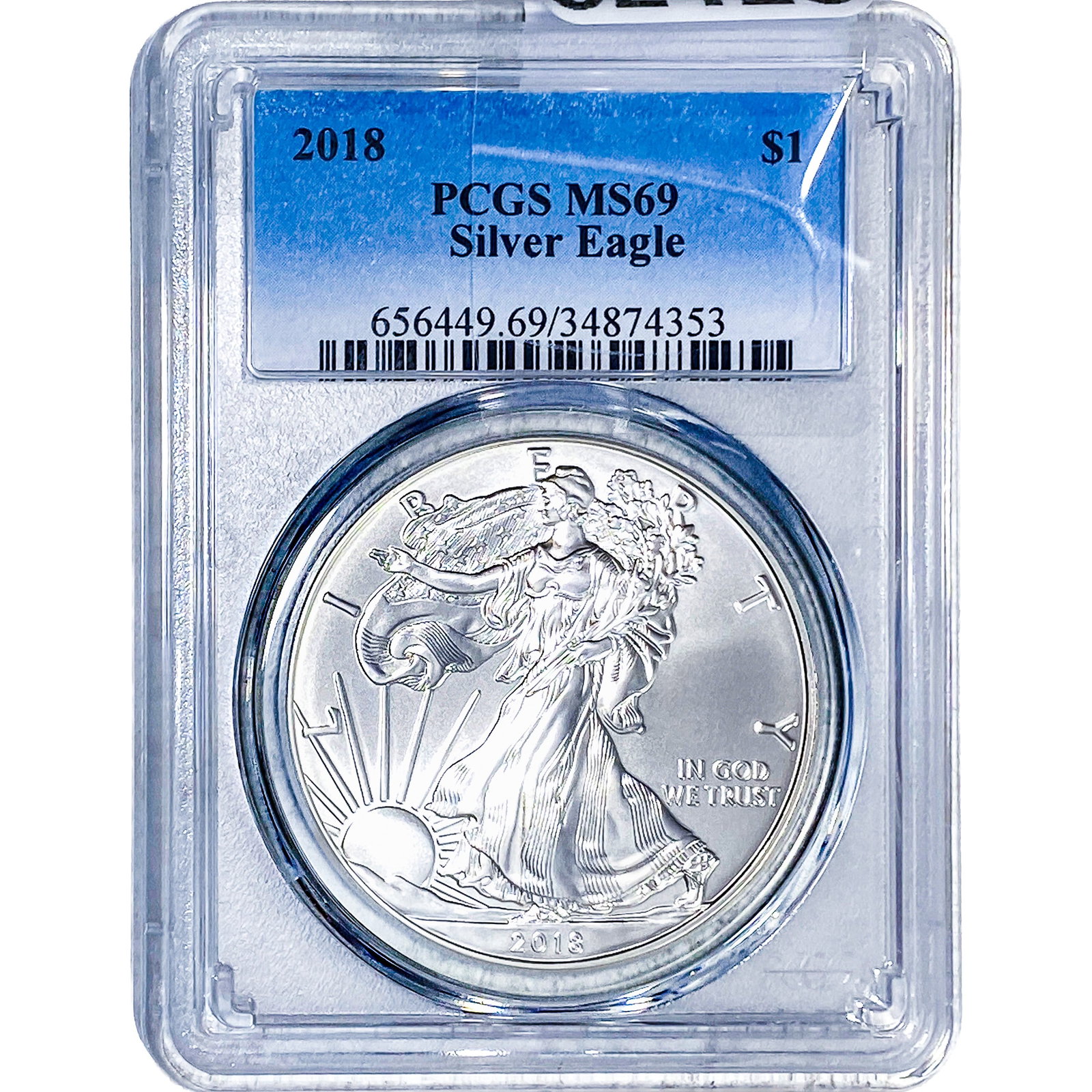 2018 Silver Eagle PCGS MS69: 2018 Silver Eagle PCGS MS69