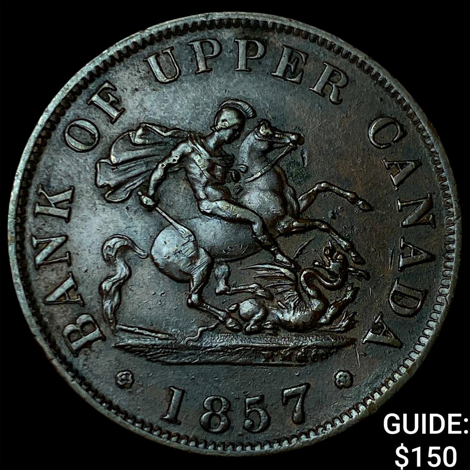 1857 Bank of Upper Can. Bronze 1/2Penny Bank Token: 1857 Bank of Upper Can. Bronze 1/2Penny Bank Token