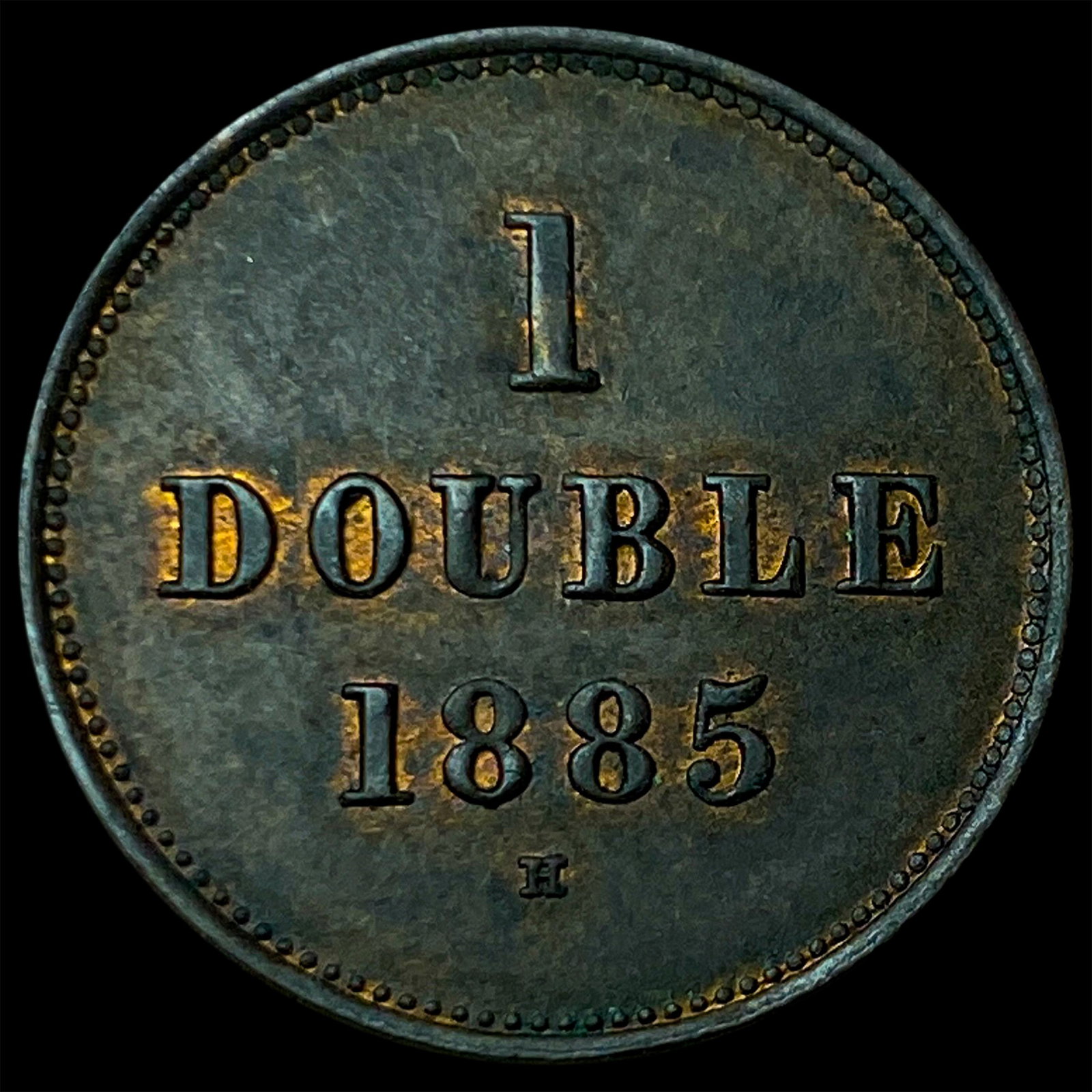 1885H Guernesy Bronze 1 Double: 1885H Guernesy Bronze 1 Double