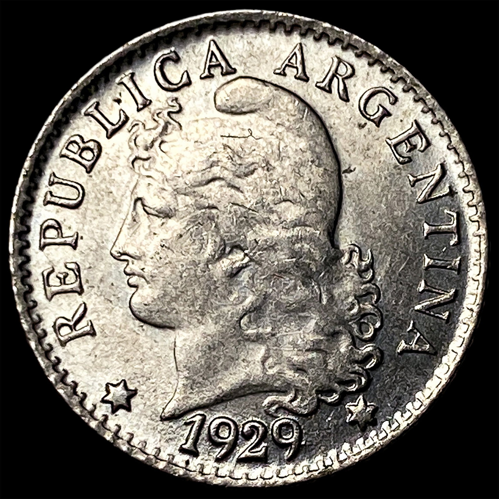 1929 Argentina Copper Nickel 5 Centavos: 1929 Argentina Copper Nickel 5 Centavos