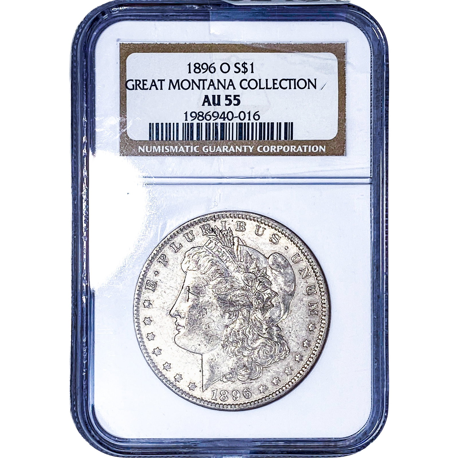 1896-O Morgan Silver Dollar NGC AU55: 1896-O Morgan Silver Dollar NGC AU55