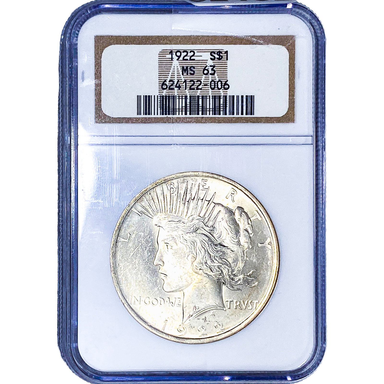 1922 Silver Peace Dollar NGC MS63: 1922 Silver Peace Dollar NGC MS63